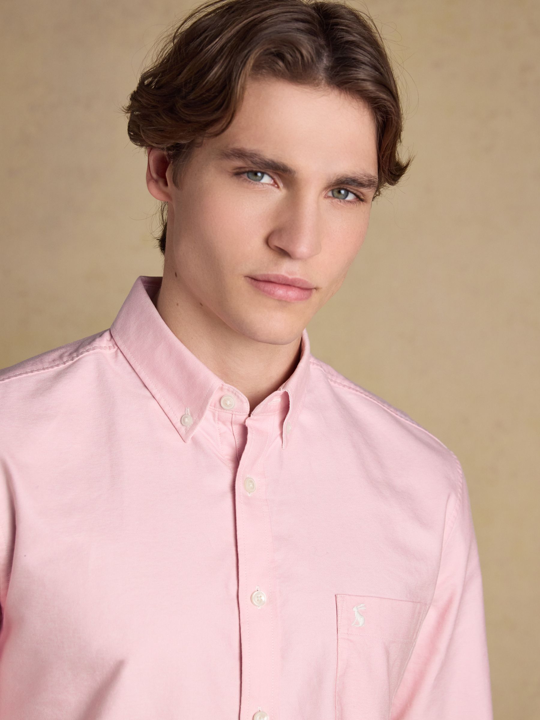 Oxford Classic Fit Pink Long Sleeve Cotton Shirt - Image 6 of 10