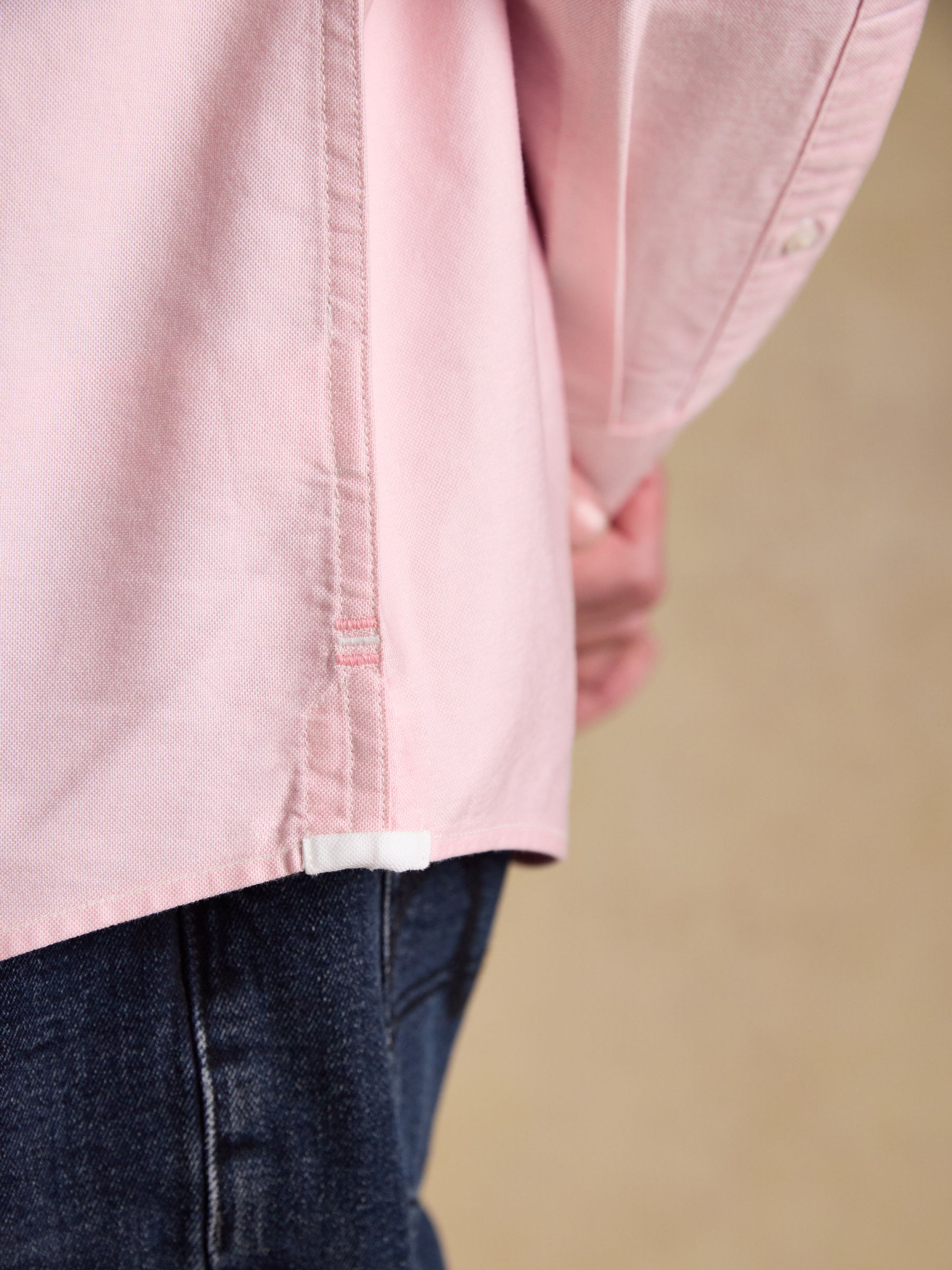 Oxford Classic Fit Pink Long Sleeve Cotton Shirt - Image 8 of 10