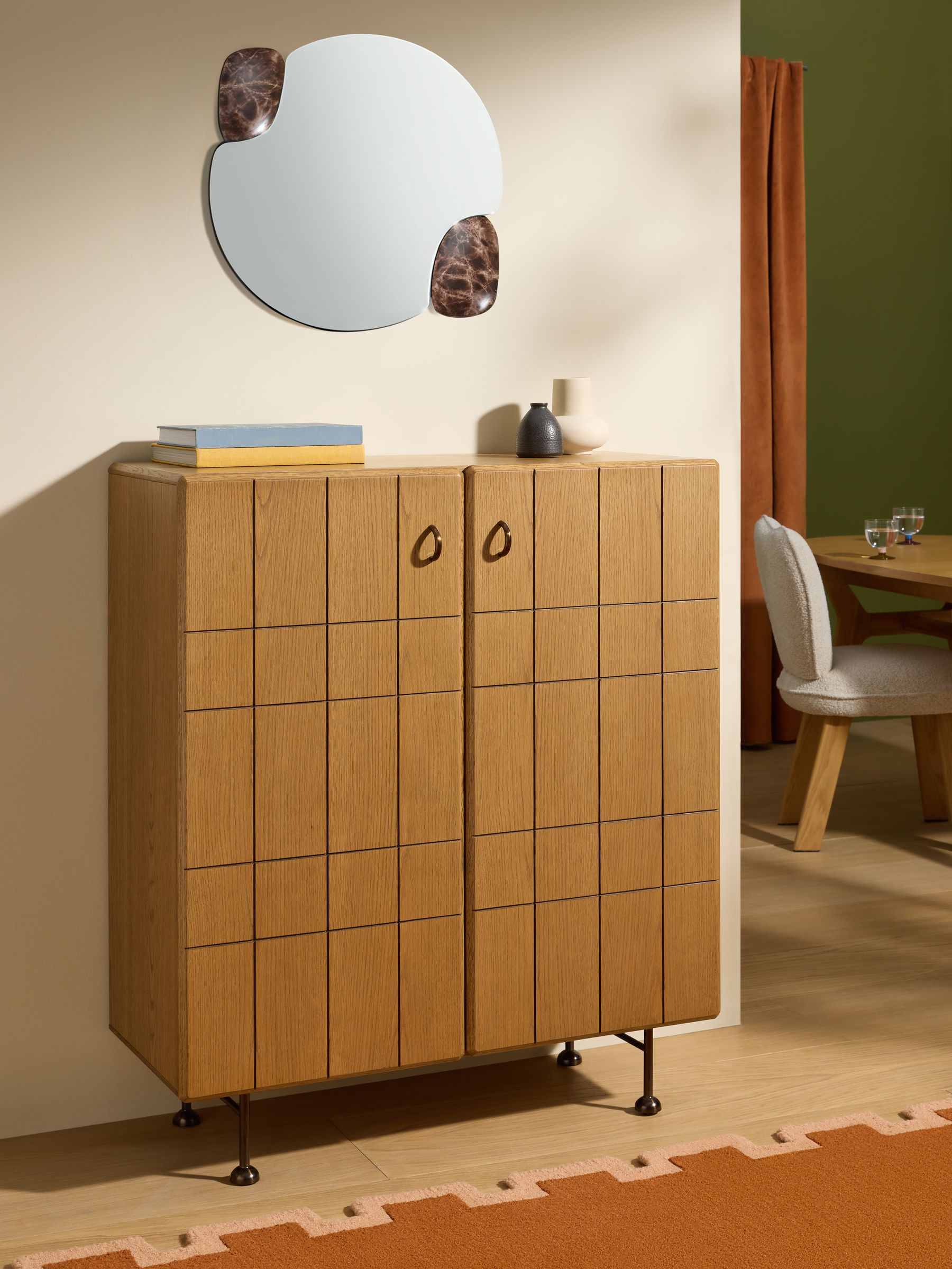 Corin Tall Sideboard in Oak - Image 1 of 5