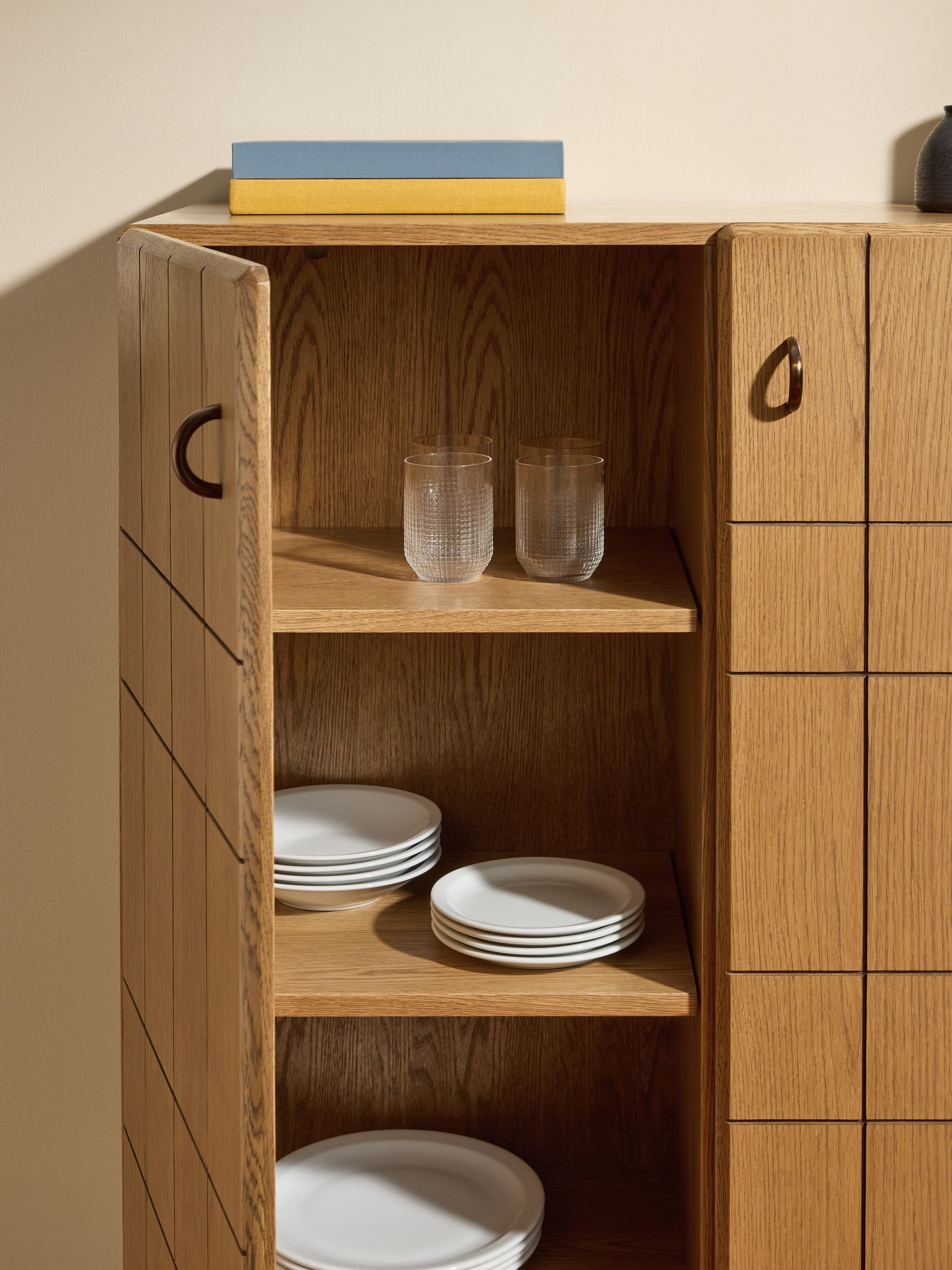 Corin Tall Sideboard in Oak - Image 2 of 5