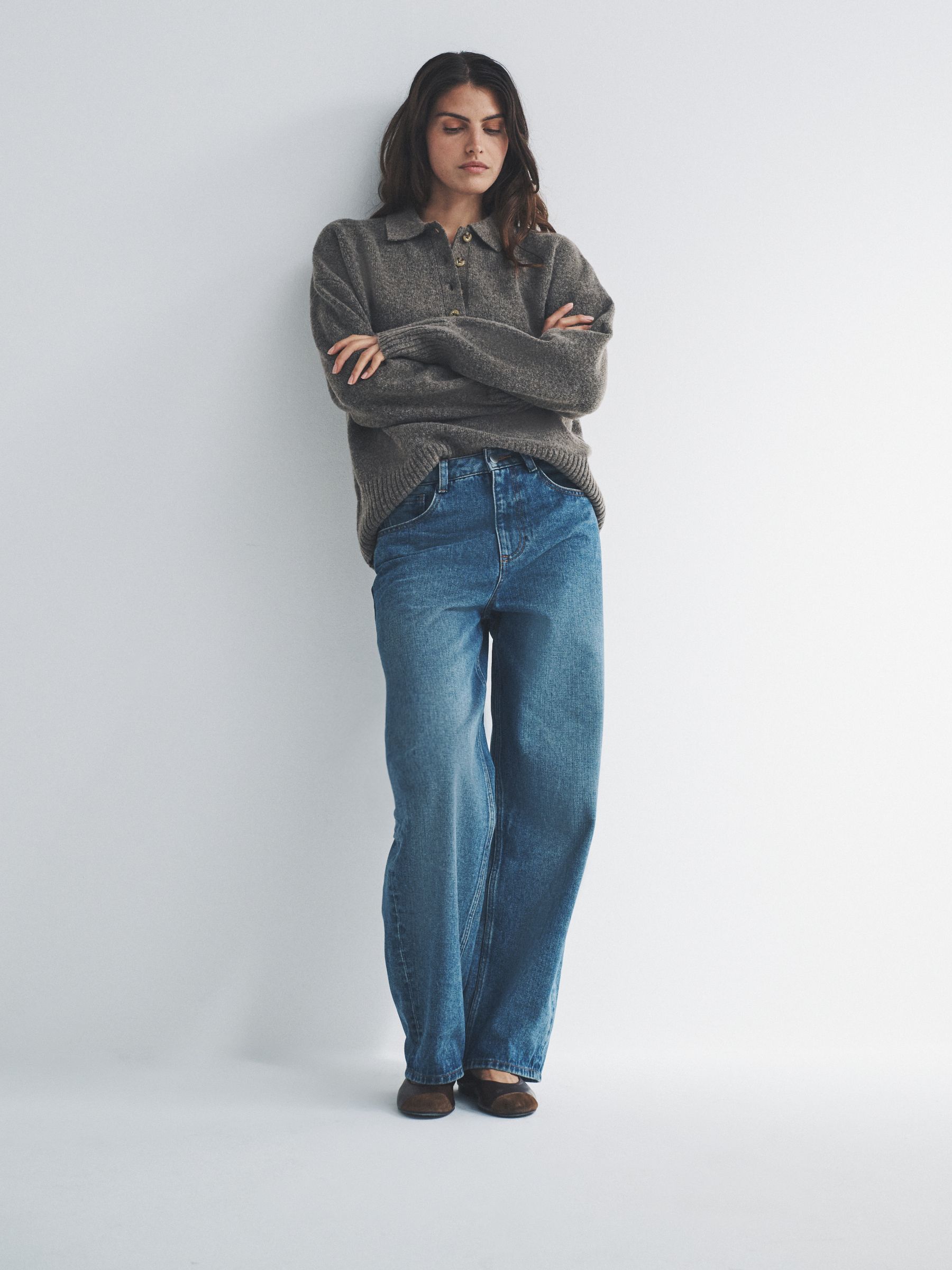 Brown Marl/Oatmeal - 2 Pack Knitted Collar Jumpers With Wool - Image 1 of 9 Brown Marl/Oatmeal - 2 Pack Knitted Collar Jumpers With Wool - Image 1 of 9