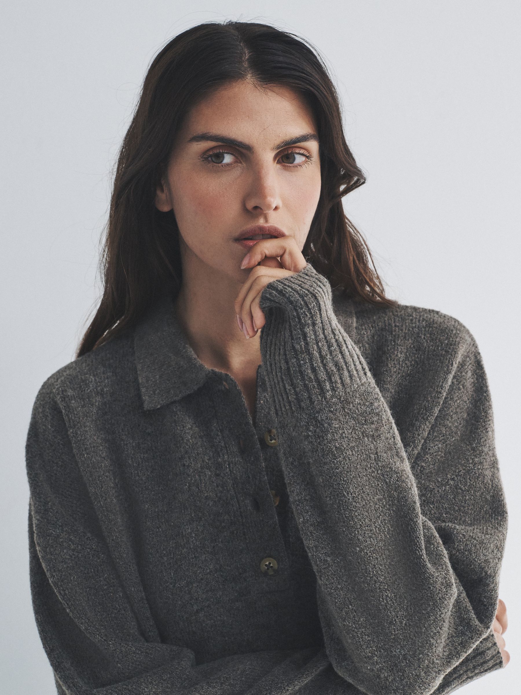 Brown Marl/Oatmeal - 2 Pack Knitted Collar Jumpers With Wool - Image 5 of 9