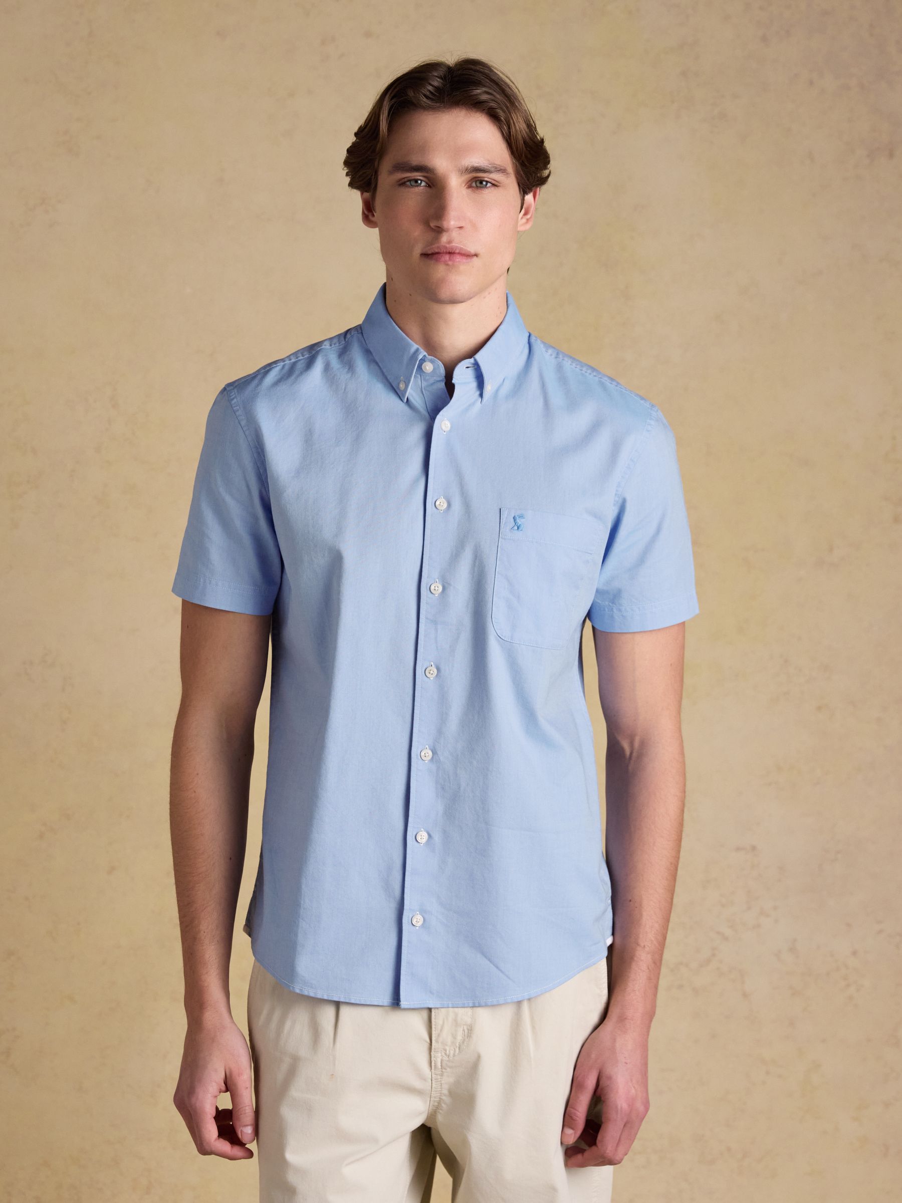 Oxford Blue Short Sleeve Classic Fit Cotton Shirt - Image 1 of 9