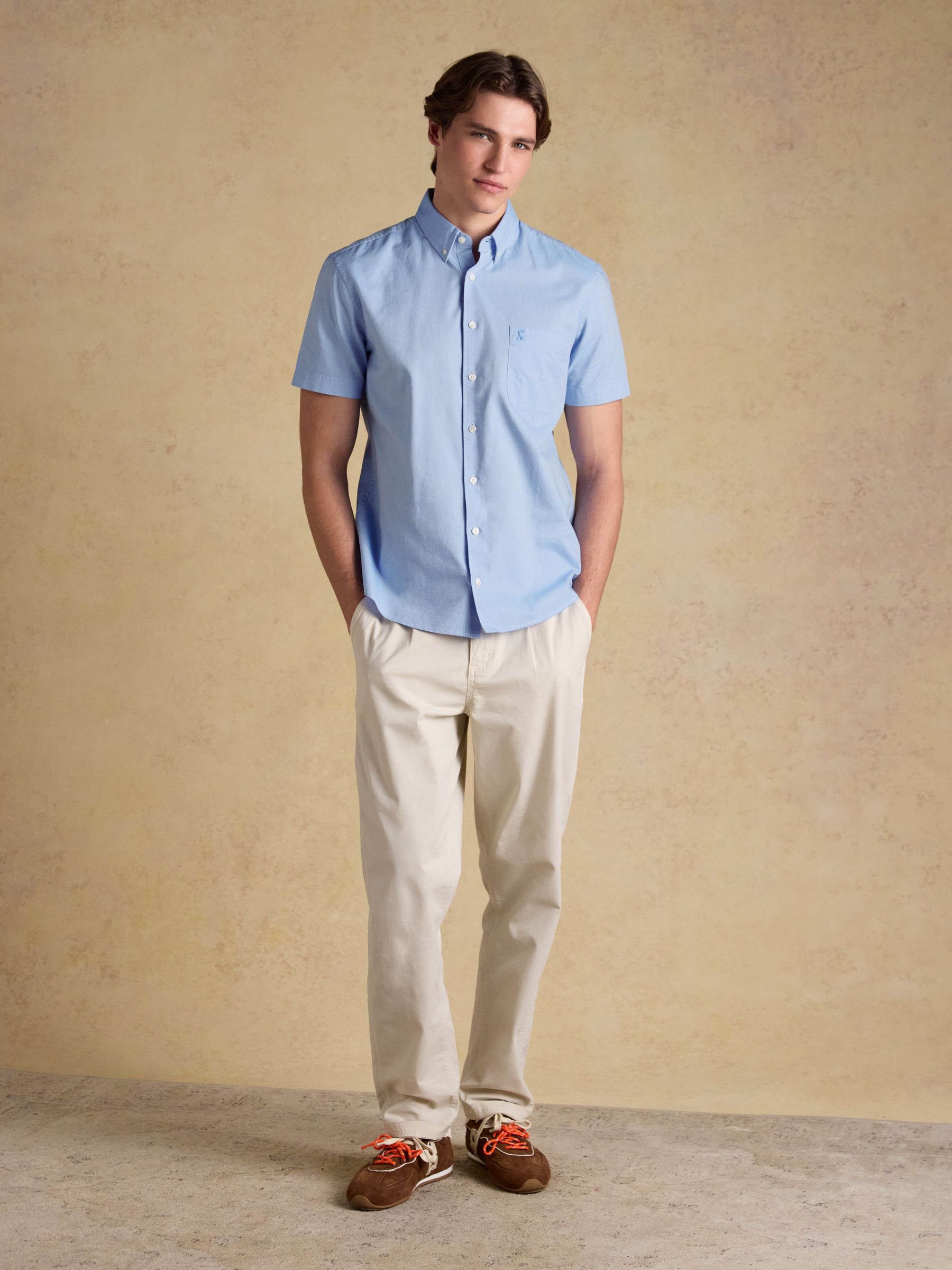 Oxford Blue Short Sleeve Classic Fit Cotton Shirt - Image 4 of 9