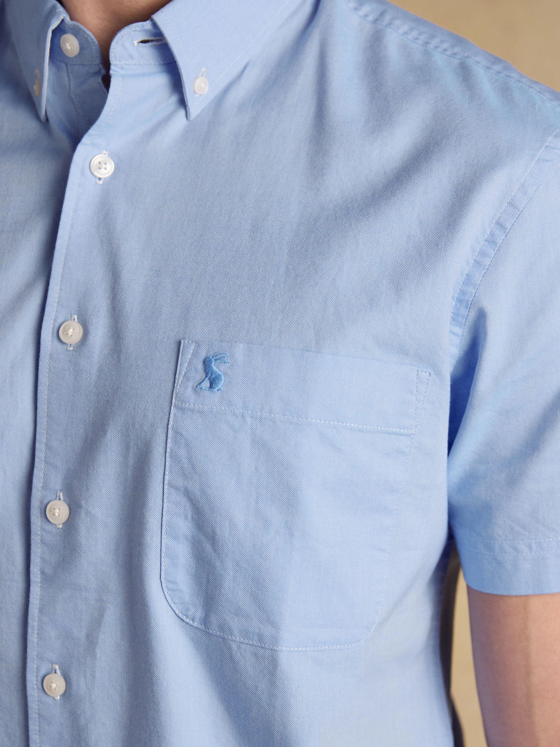 Oxford Blue Short Sleeve Classic Fit Cotton Shirt - Image 5 of 9
