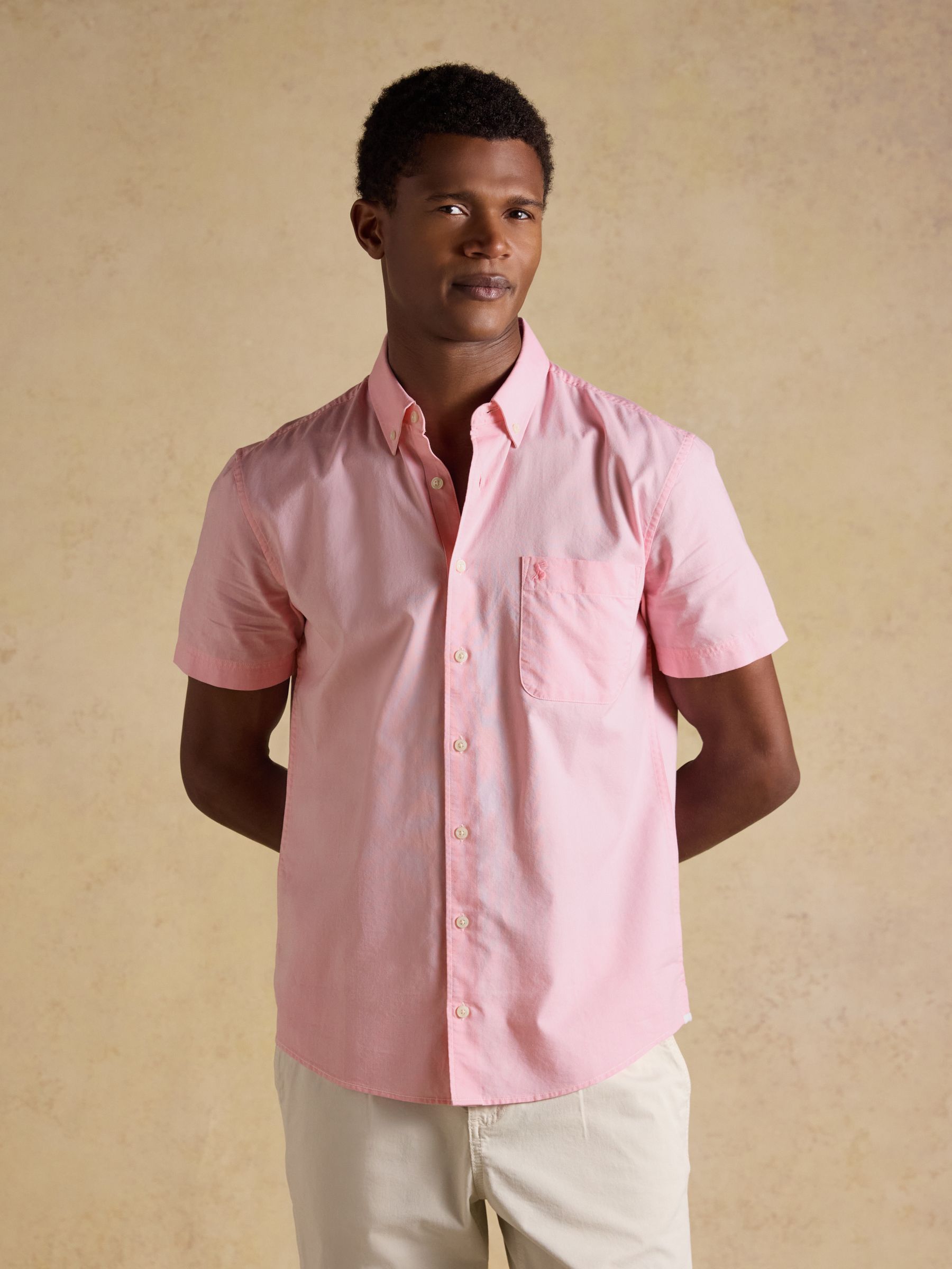 Oxford Pink Short Sleeve Classic Fit Cotton Shirt - Image 1 of 7