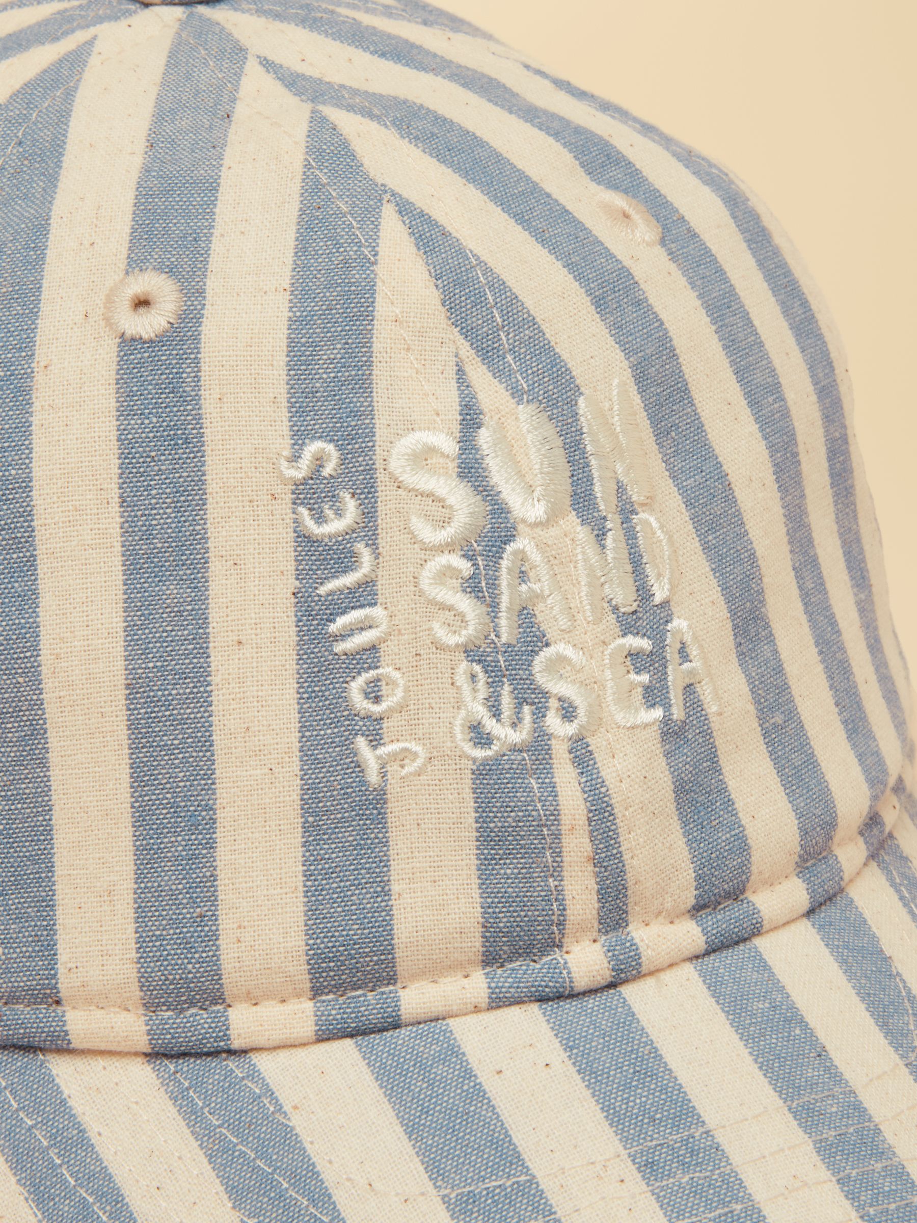 Kids' Daley Blue Ecru Stripe Baseball Cap - Image 3 of 3 Kids' Daley Blue Ecru Stripe Baseball Cap - Image 3 of 3