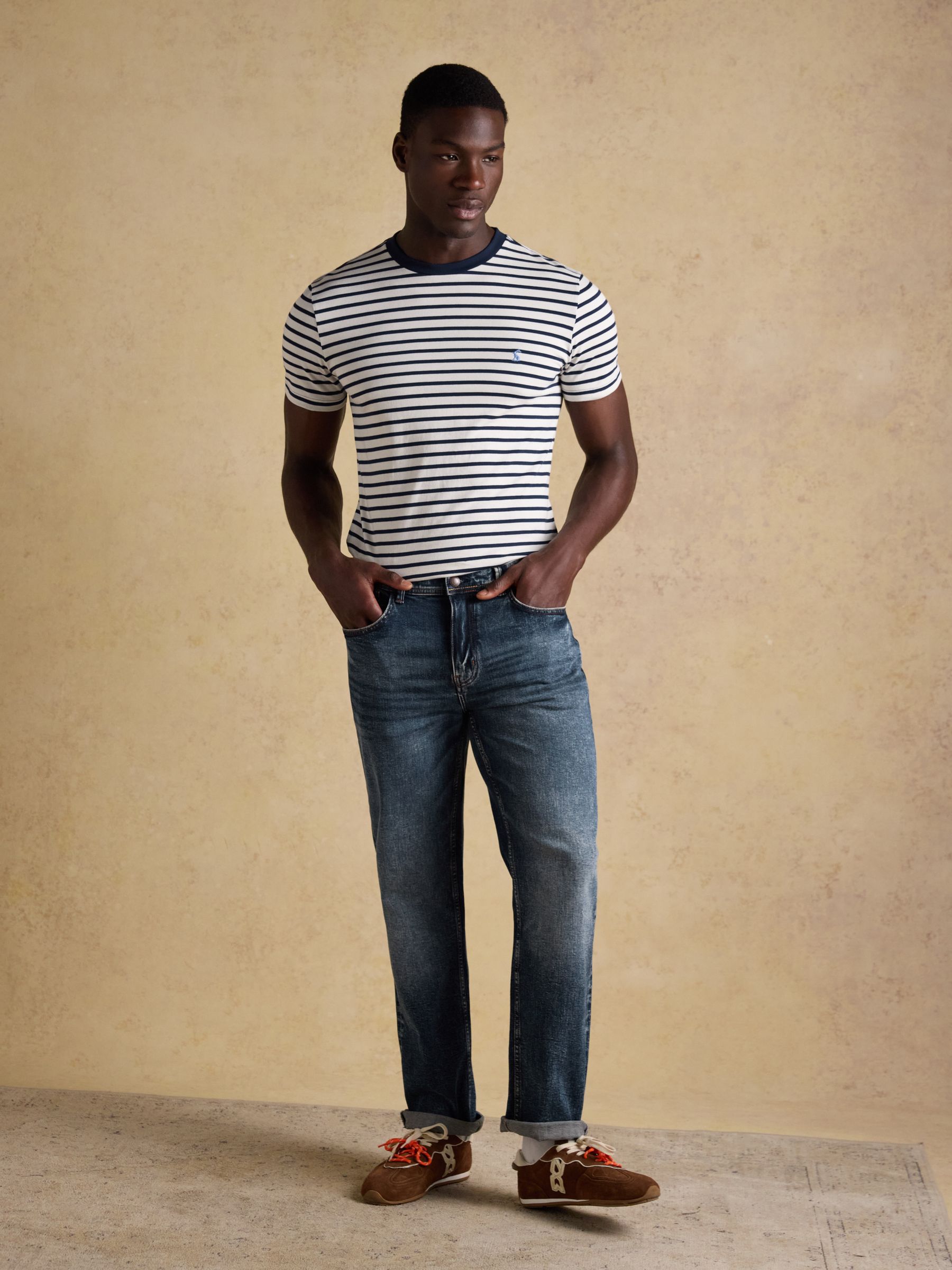 Navy & White Stripe Classic Fit Cotton T-Shirt - Image 3 of 7