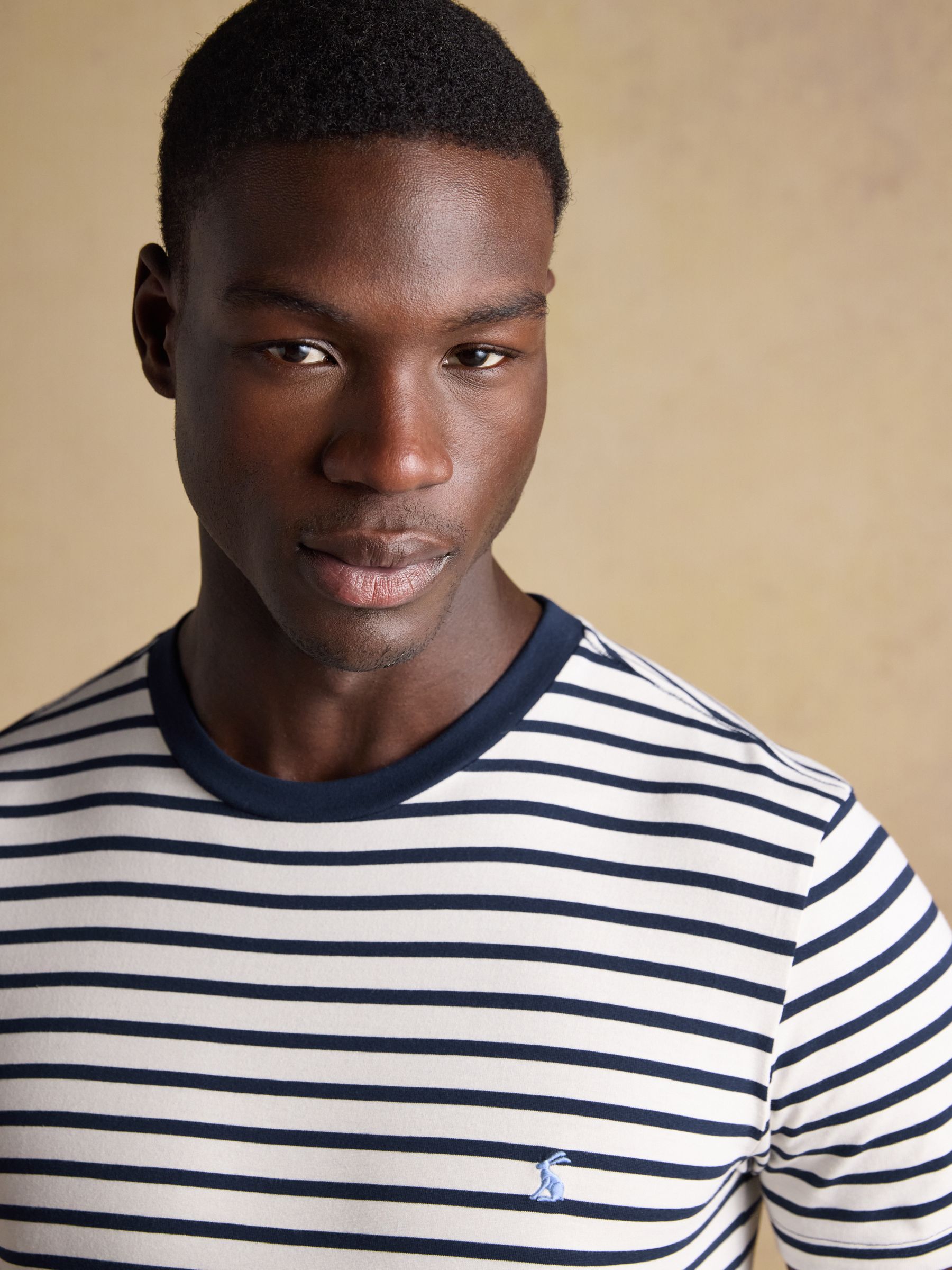 Navy & White Stripe Classic Fit Cotton T-Shirt - Image 4 of 7