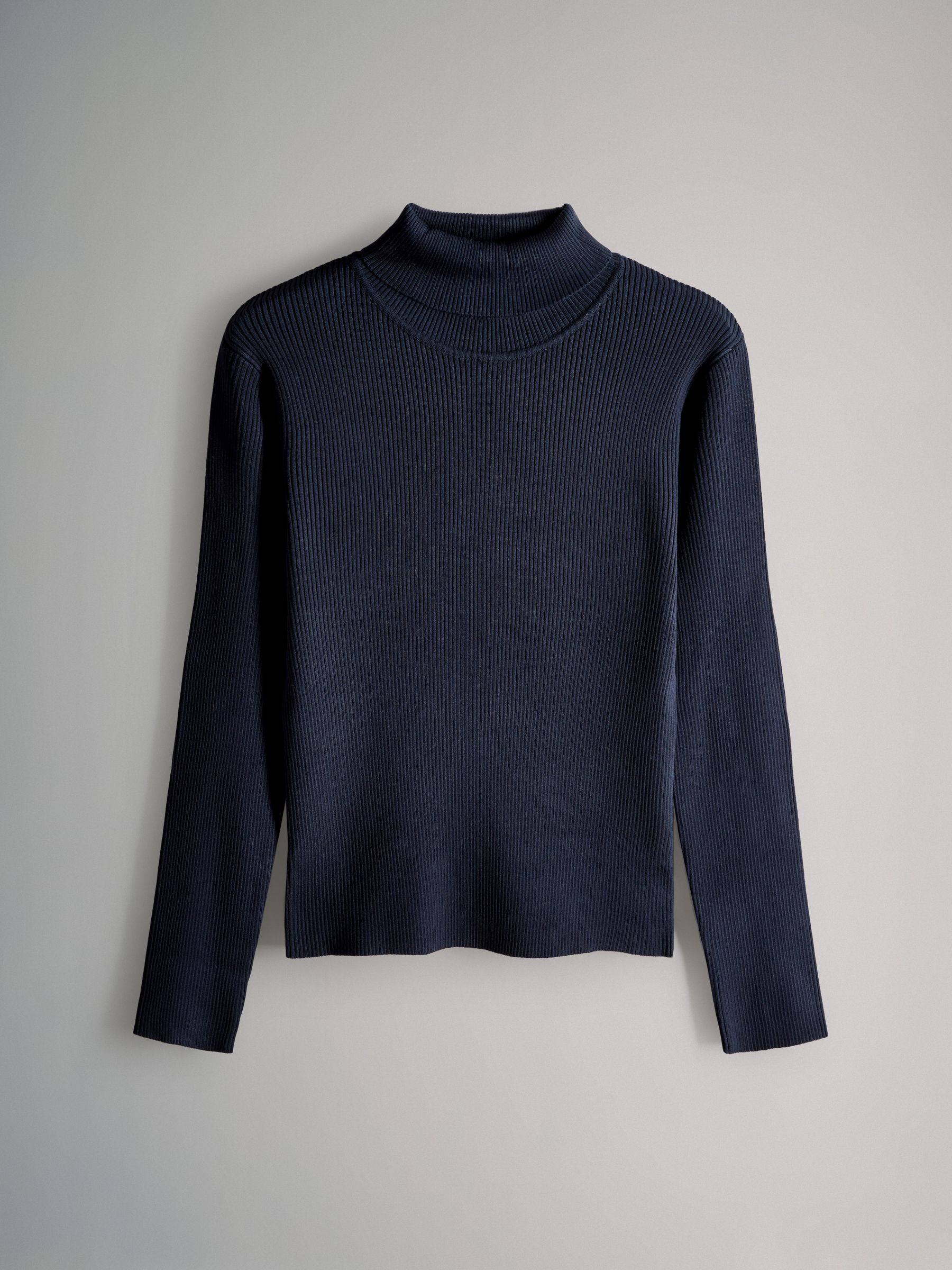 Burgundy Red/Navy Blue Ribbed Knit Roll Neck Jumpers 2 Pack - Image 2 of 5 Burgundy Red/Navy Blue Ribbed Knit Roll Neck Jumpers 2 Pack - Image 2 of 5