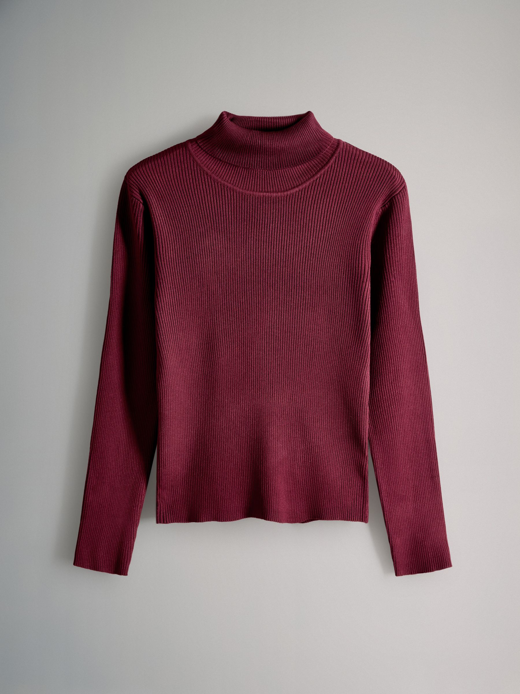 Burgundy Red/Navy Blue Ribbed Knit Roll Neck Jumpers 2 Pack - Image 3 of 5