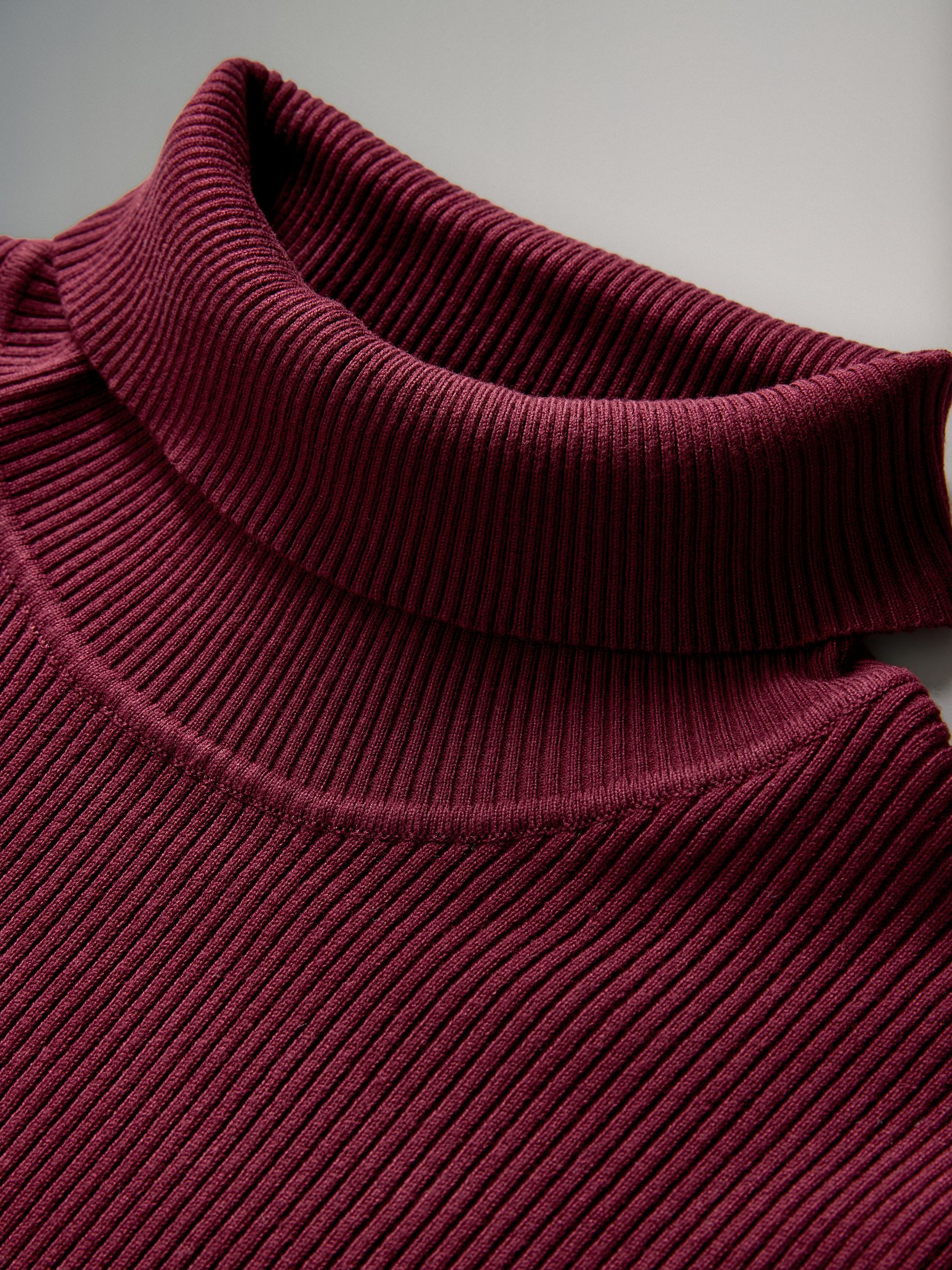 Burgundy Red/Navy Blue Ribbed Knit Roll Neck Jumpers 2 Pack - Image 4 of 5