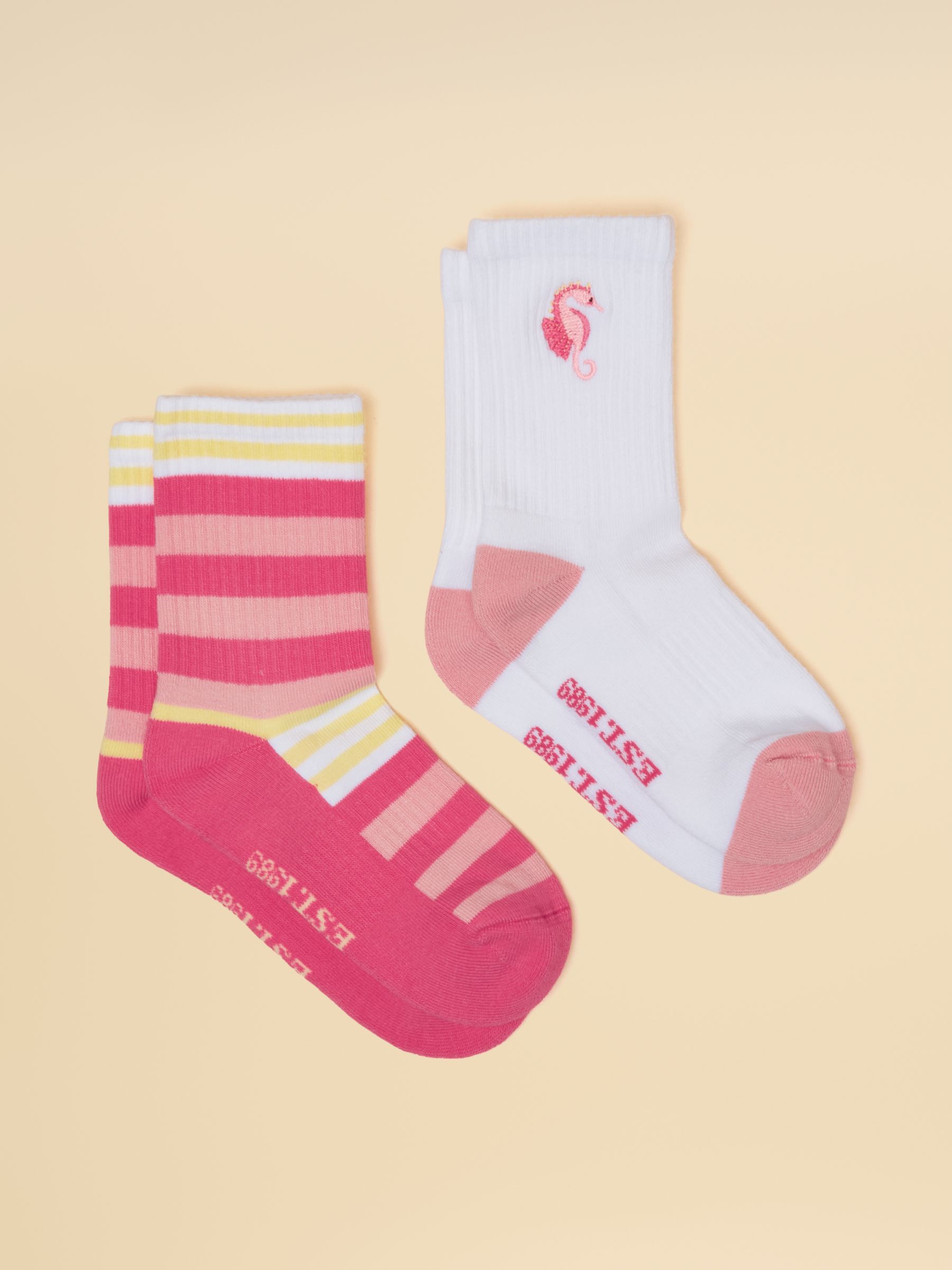 Kids' Volley Pink Seahorse 2 Pack Tennis Sock - Image 1 of 3
