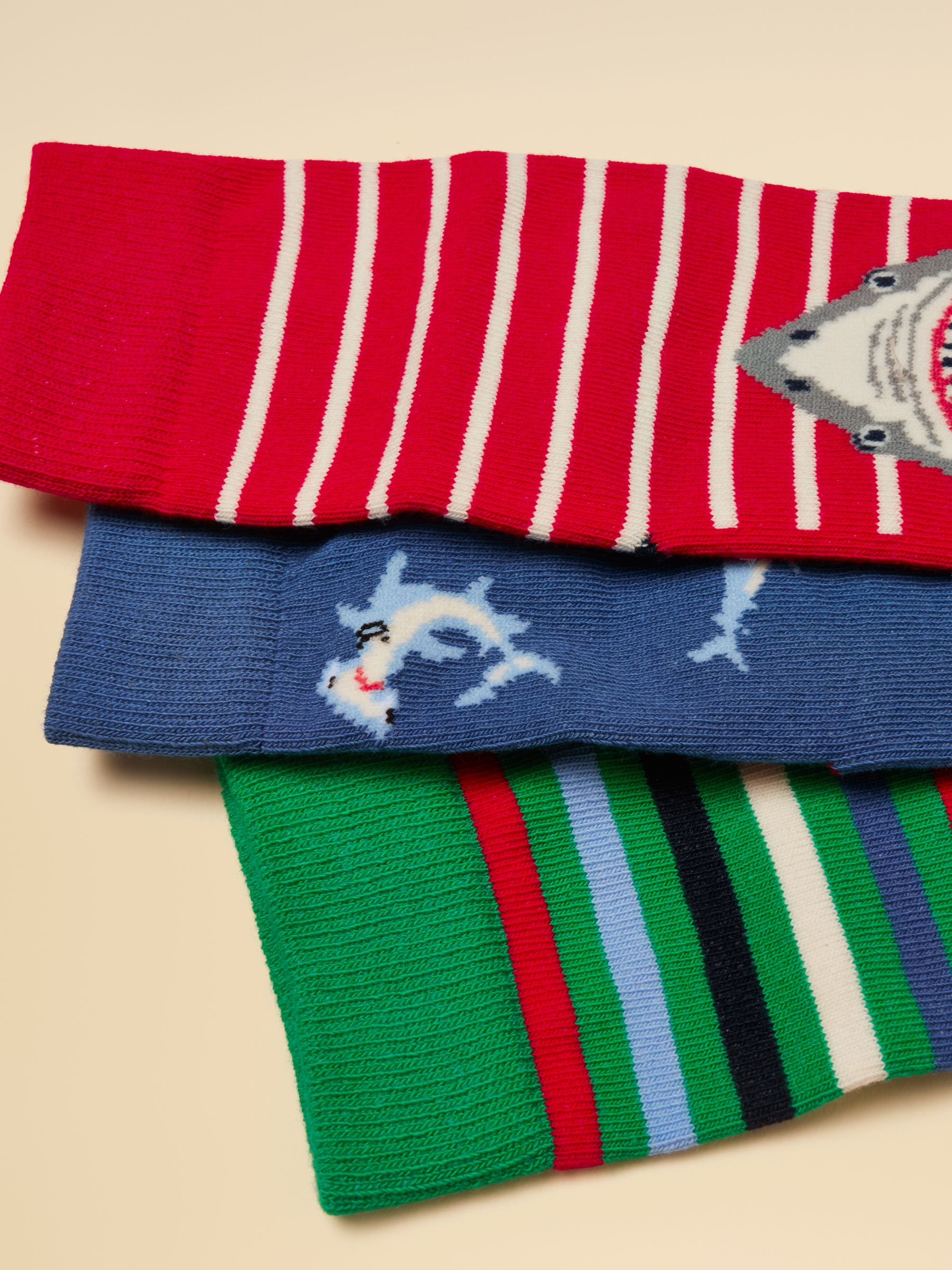 Kid's Eat Feet Red & Blue Shark Socks 3 Pack - Image 3 of 3 Kid's Eat Feet Red & Blue Shark Socks 3 Pack - Image 3 of 3