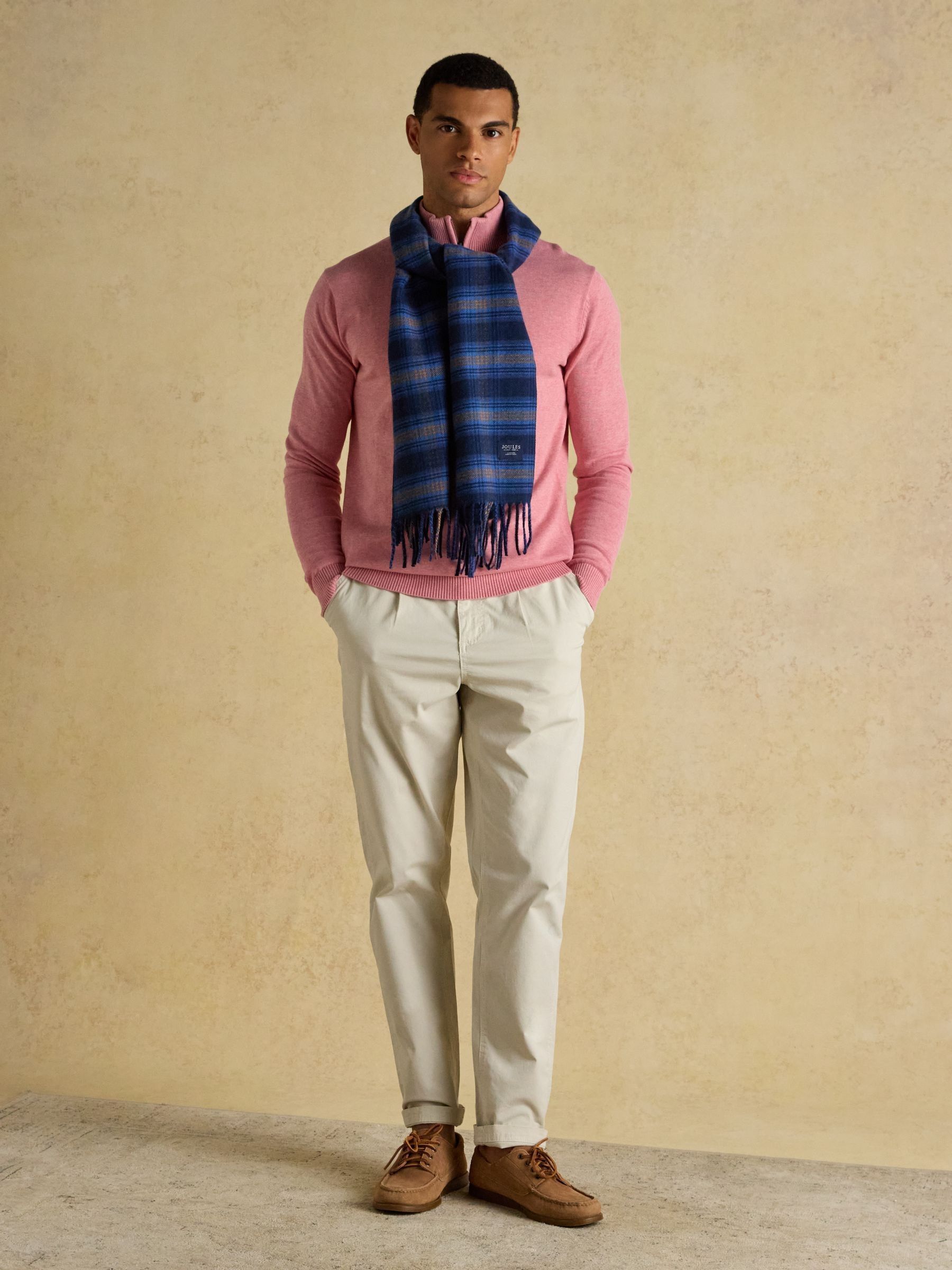 Langtree Check Blue Brown Large Scarf - Image 2 of 6