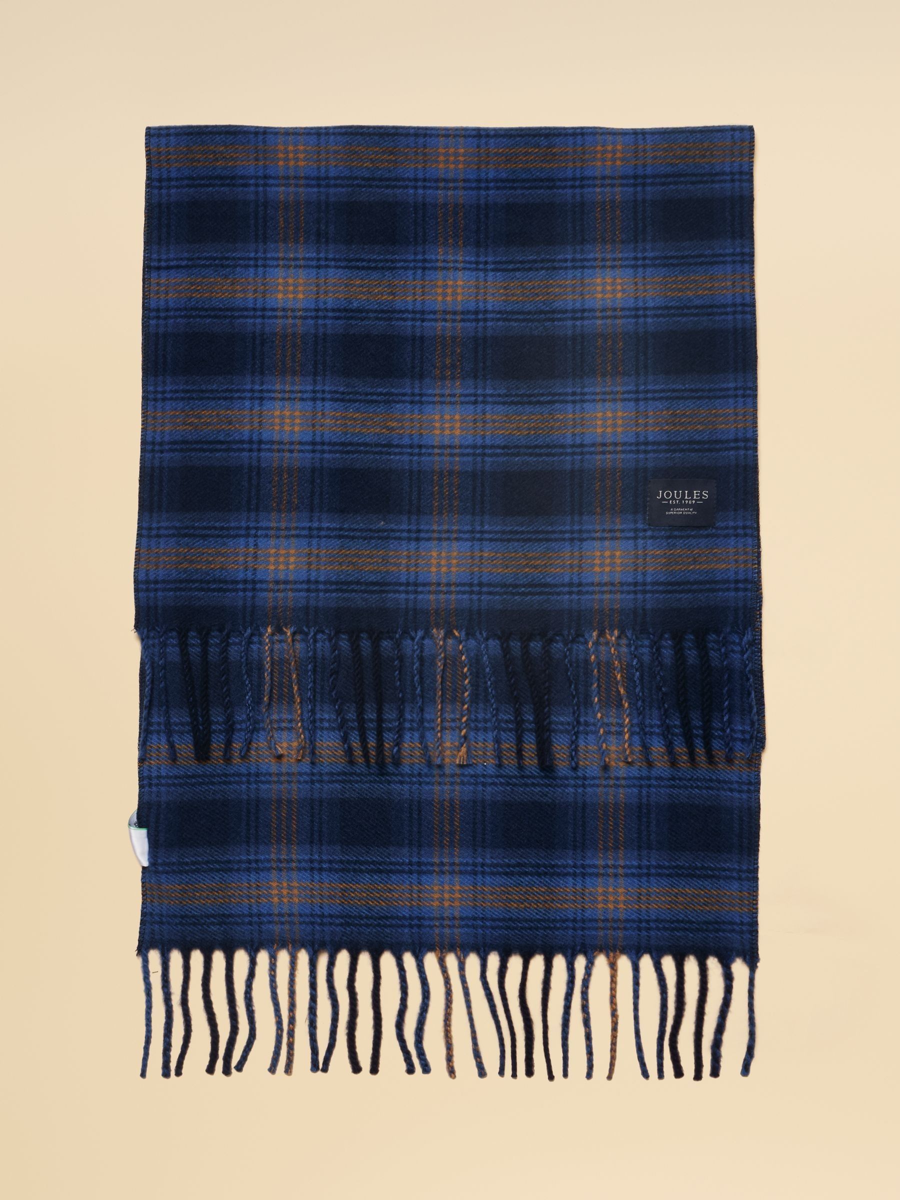 Langtree Check Blue Brown Large Scarf - Image 5 of 6