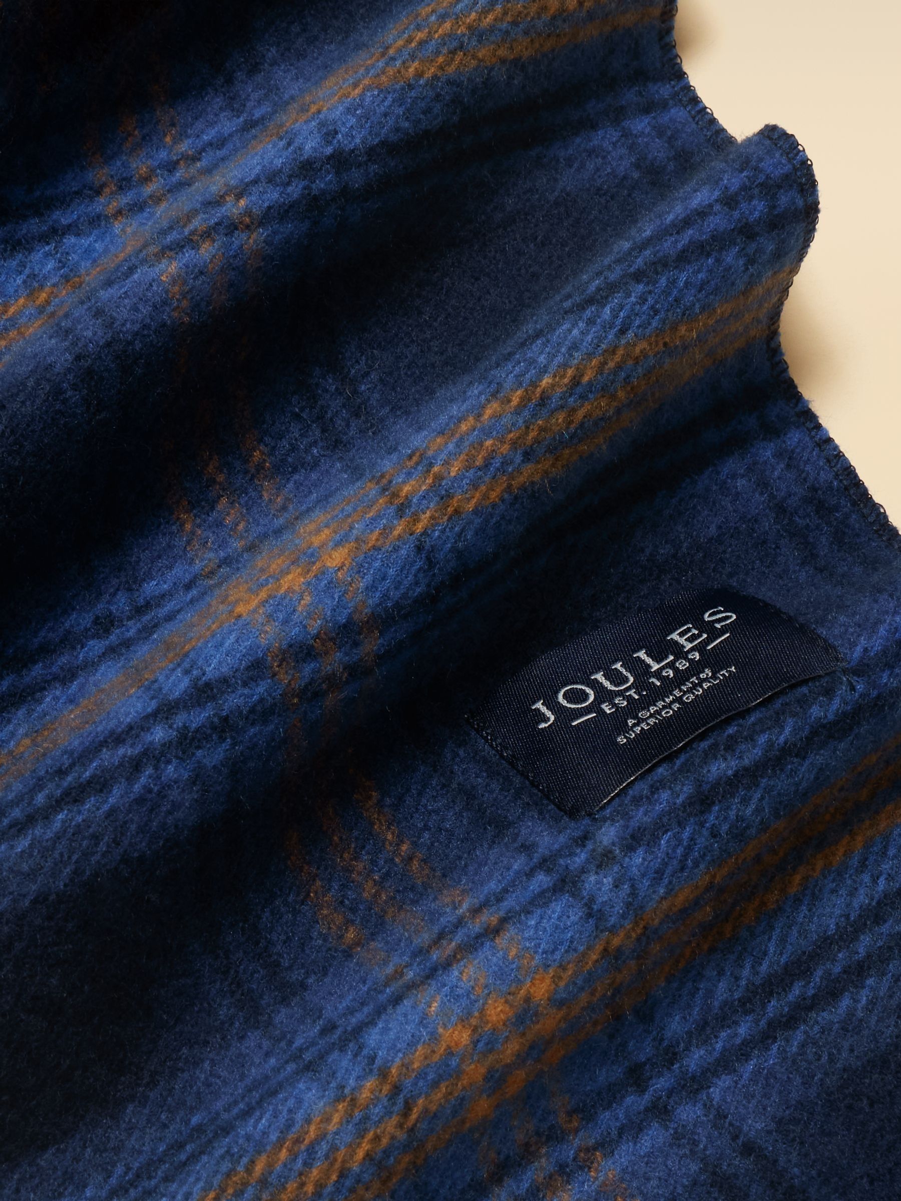 Langtree Check Blue Brown Large Scarf - Image 6 of 6