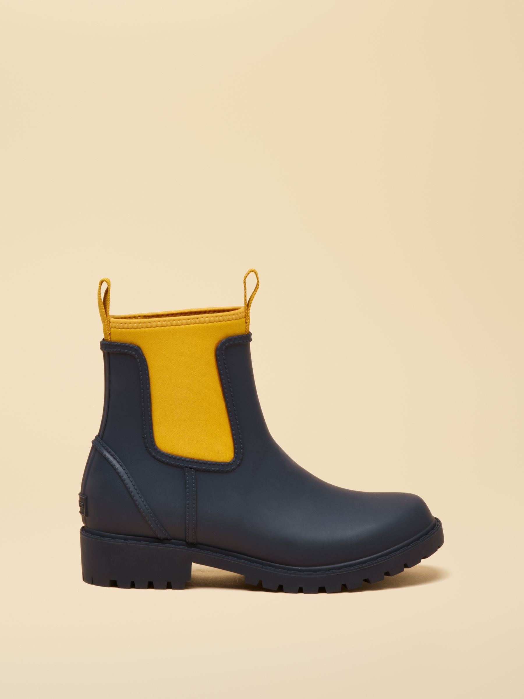 Oakfield Navy Yellow Short Neoprene Lined Wellies - Image 2 of 6