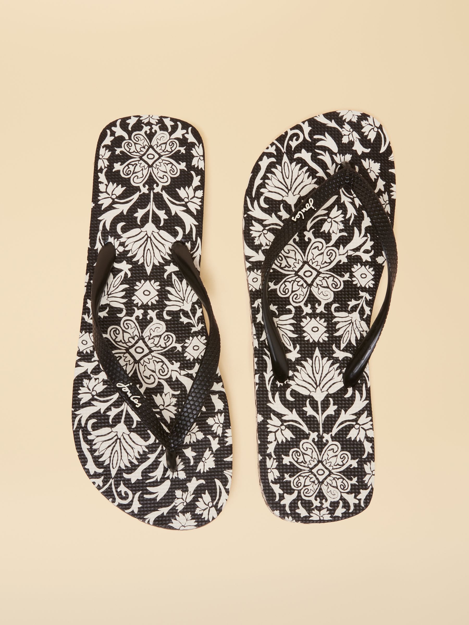 Sandy Black Ecru Printed Flip Flops - Image 1 of 5