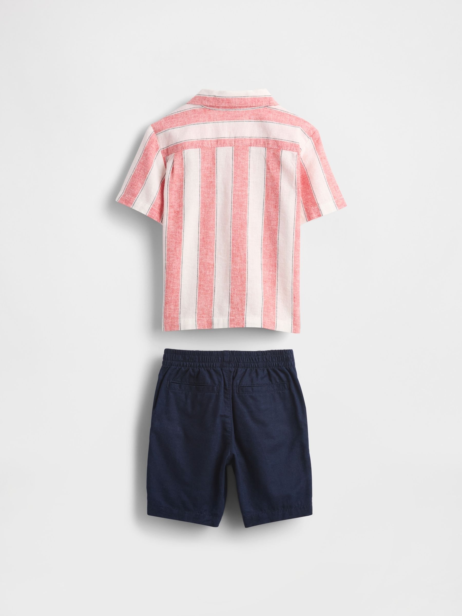 Red Stripe Linen-Cotton Cabana Shirt & Shorts Set (6mths-5yrs) - Image 3 of 3