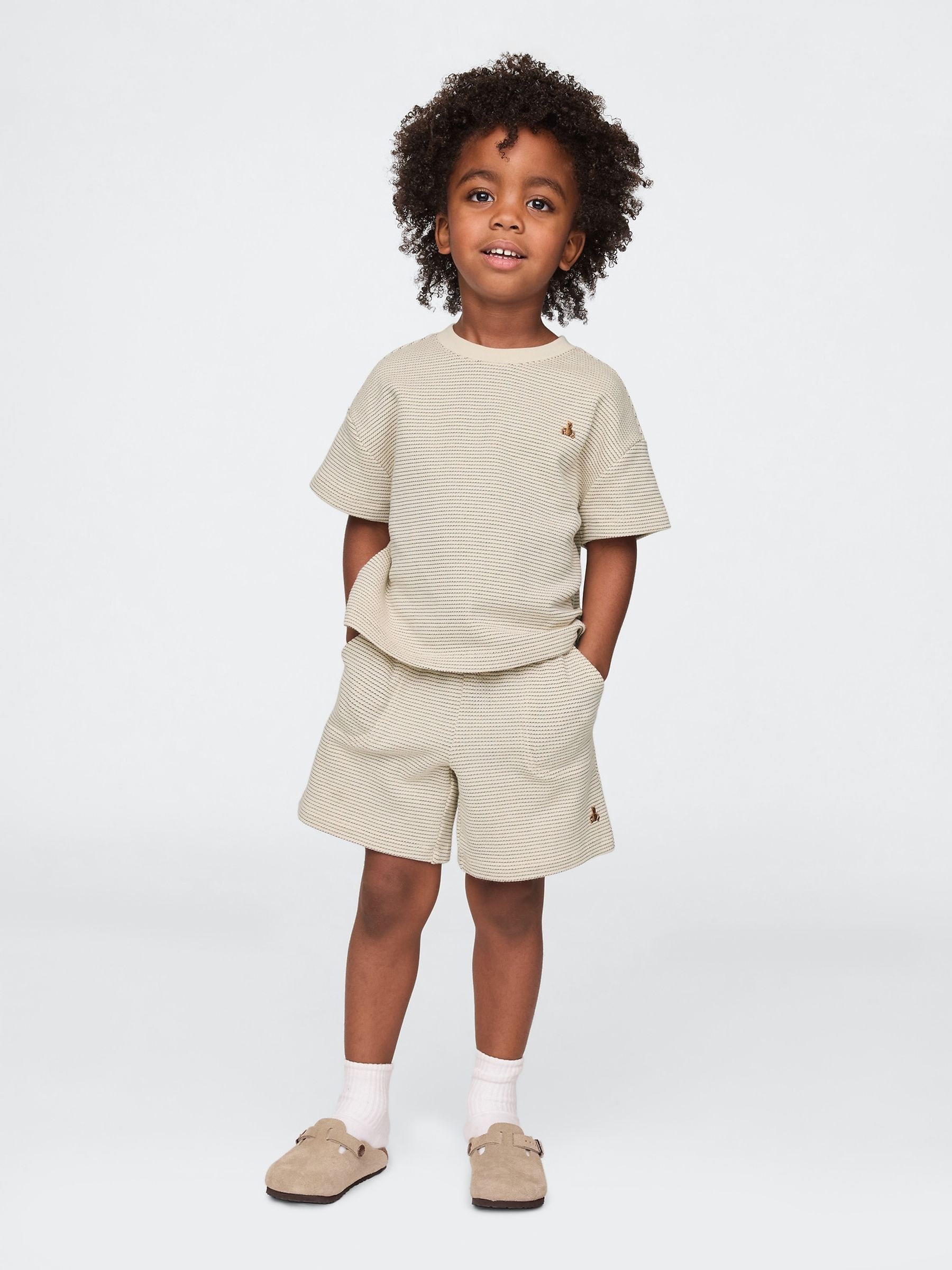 Beige Brannan Bear Textured T-Shirt & Shorts Outfit Set (6mths-5yrs) - Image 1 of 4