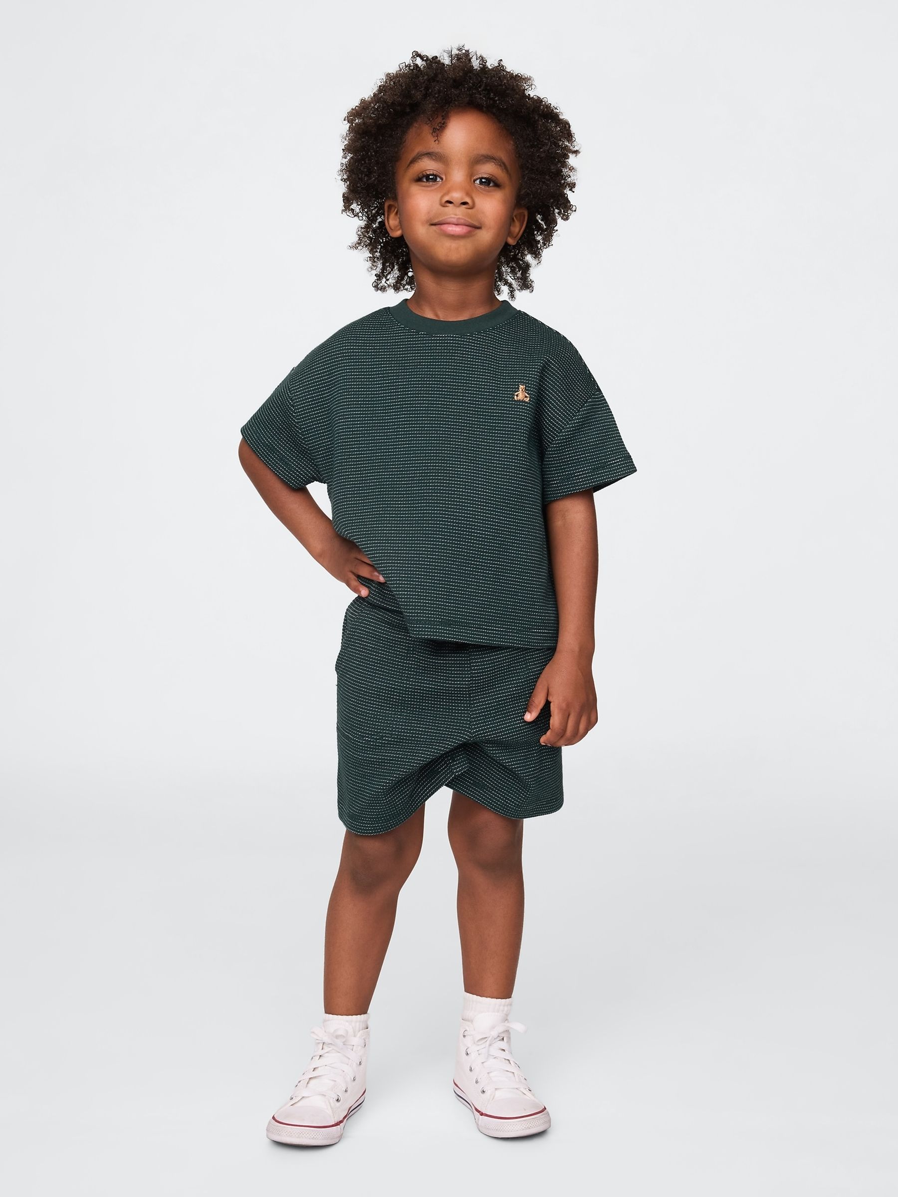 Green Brannan Bear Textured T-Shirt & Shorts Outfit Set (6mths-5yrs) - Image 1 of 4