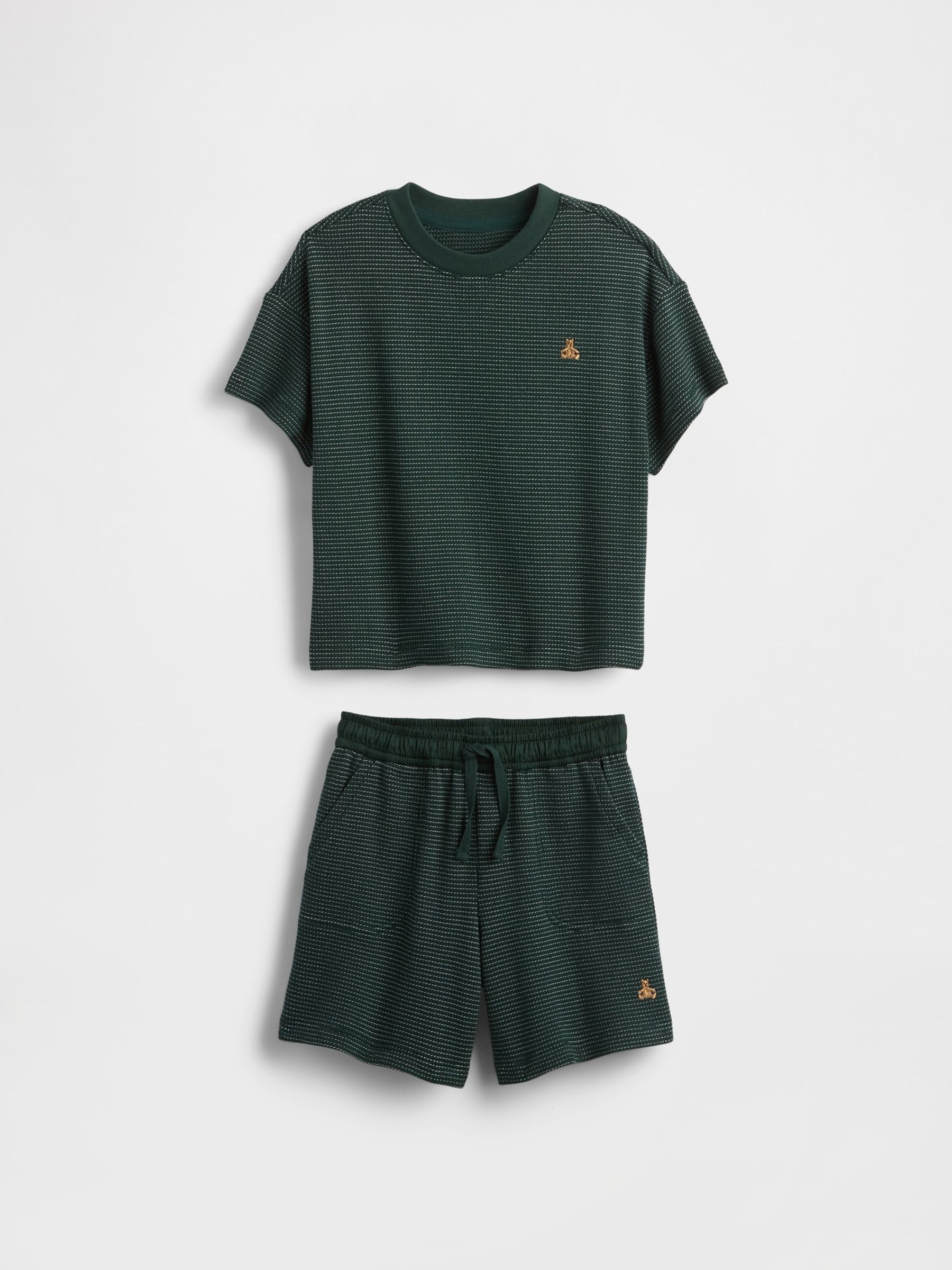 Green Brannan Bear Textured T-Shirt & Shorts Outfit Set (6mths-5yrs) - Image 2 of 4