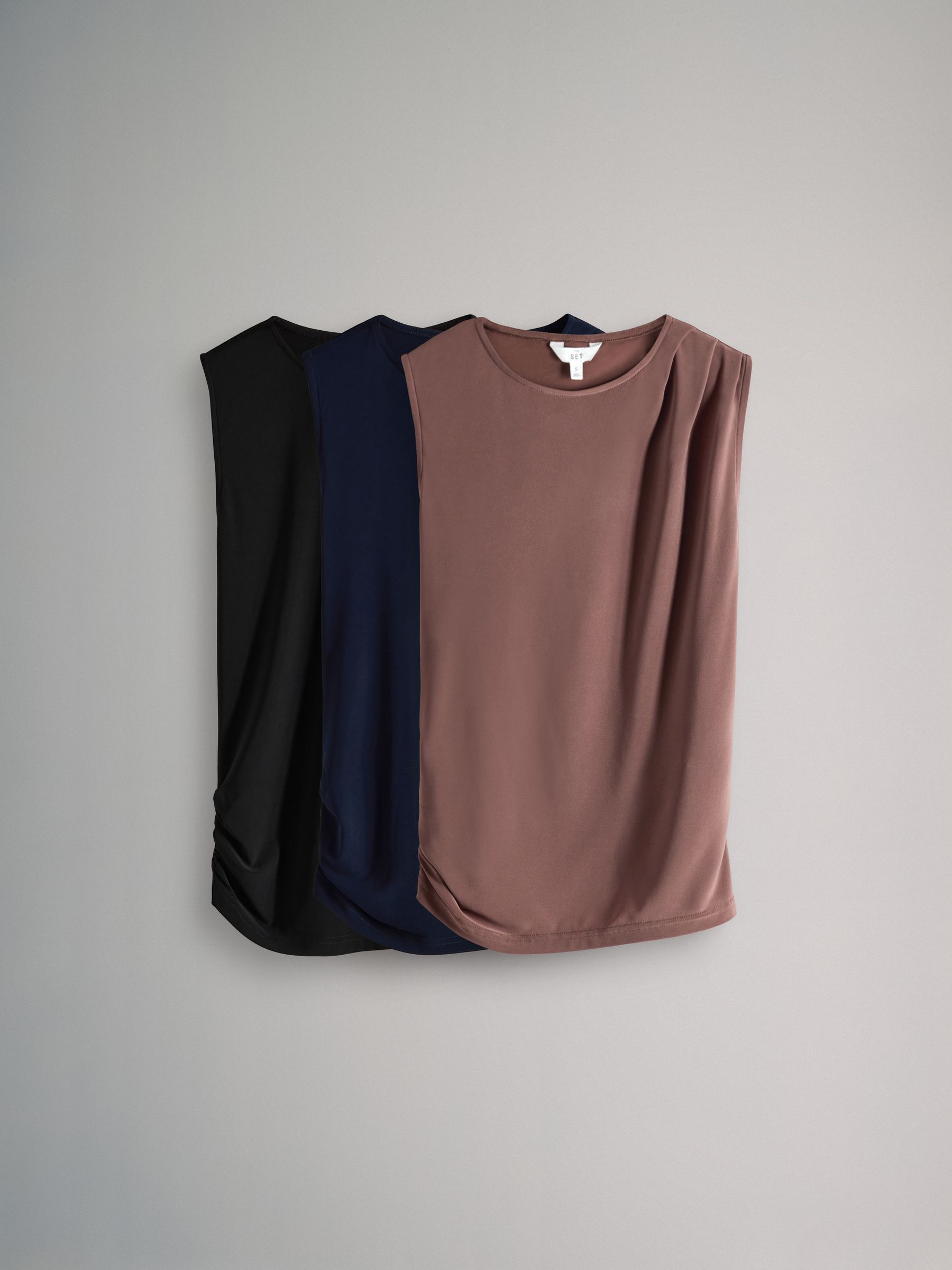 3 Pack Draped Sleeveless Tops - Image 2 of 7 3 Pack Draped Sleeveless Tops - Image 2 of 7