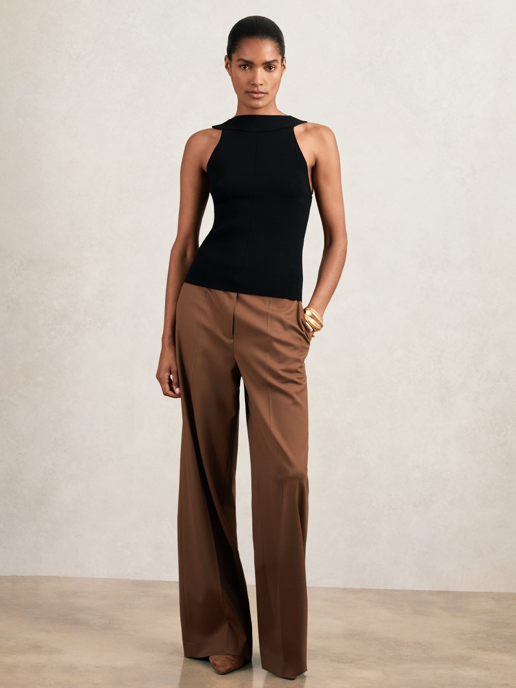Low-Back Rib-Knit Vest in Black - Image 2 of 7