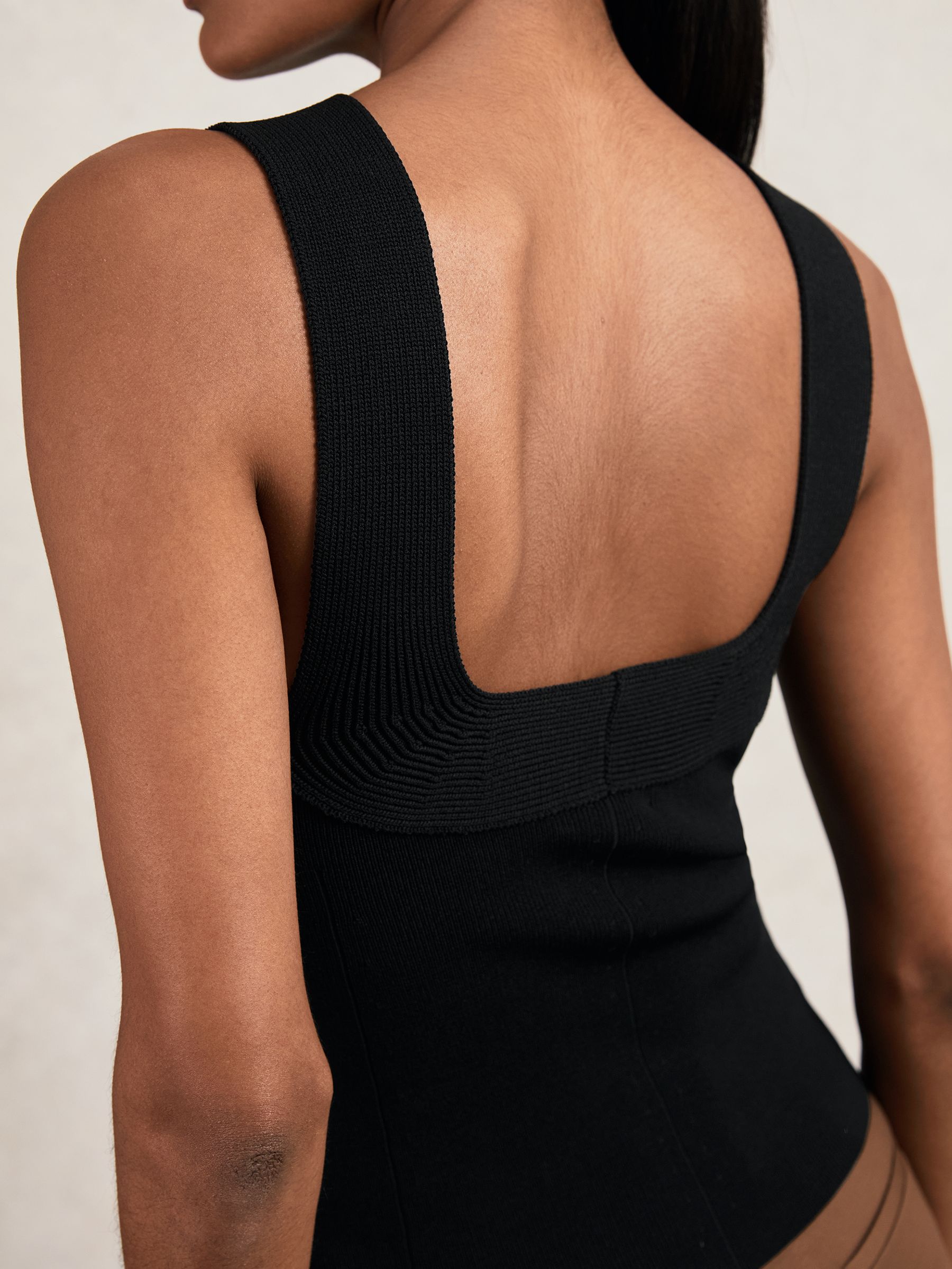 Low-Back Rib-Knit Vest in Black - Image 3 of 7