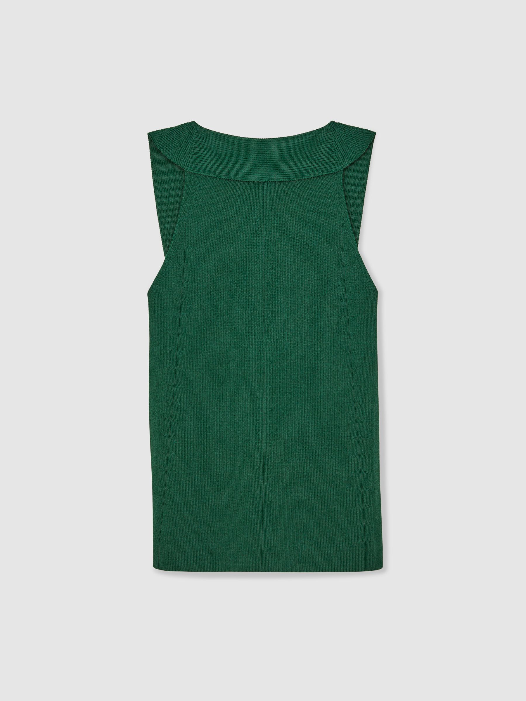 Low-Back Rib-Knit Vest in Green - Image 2 of 6