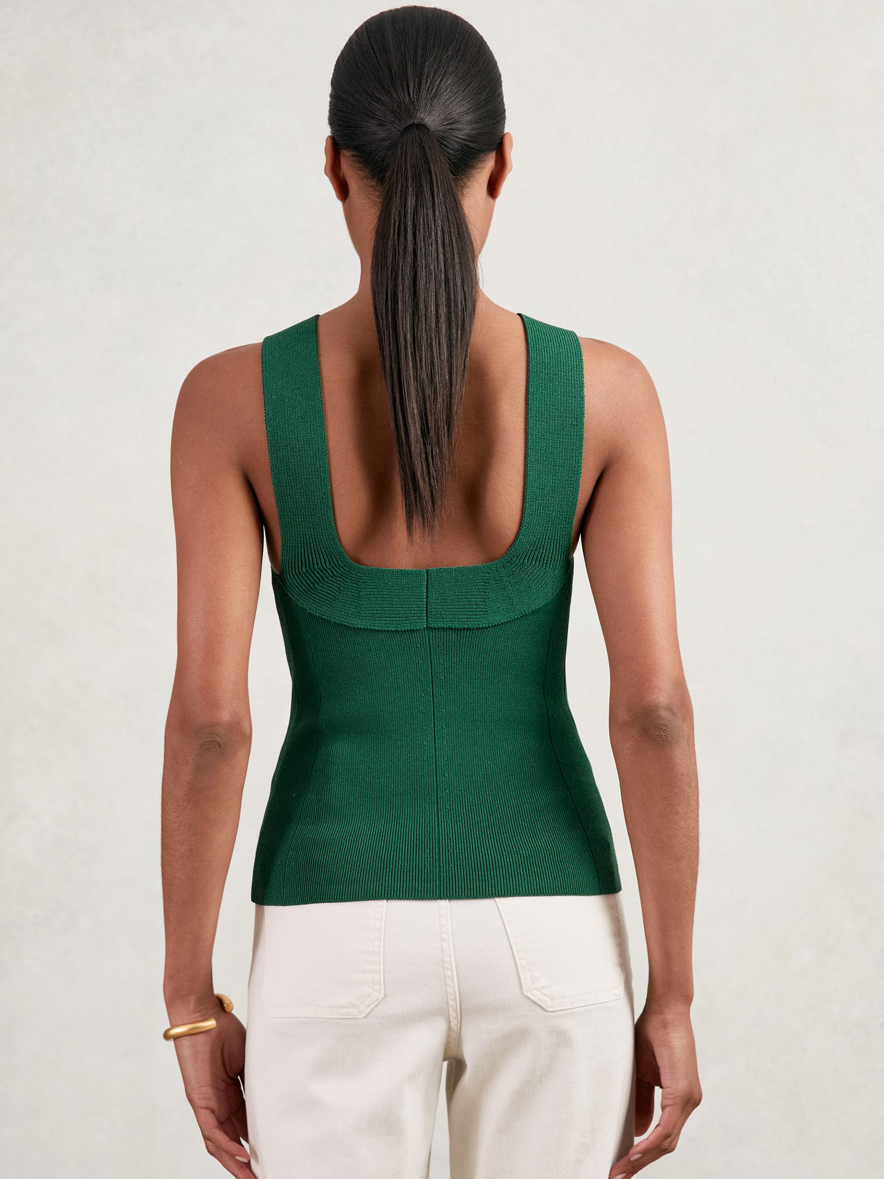 Low-Back Rib-Knit Vest in Green - Image 5 of 6