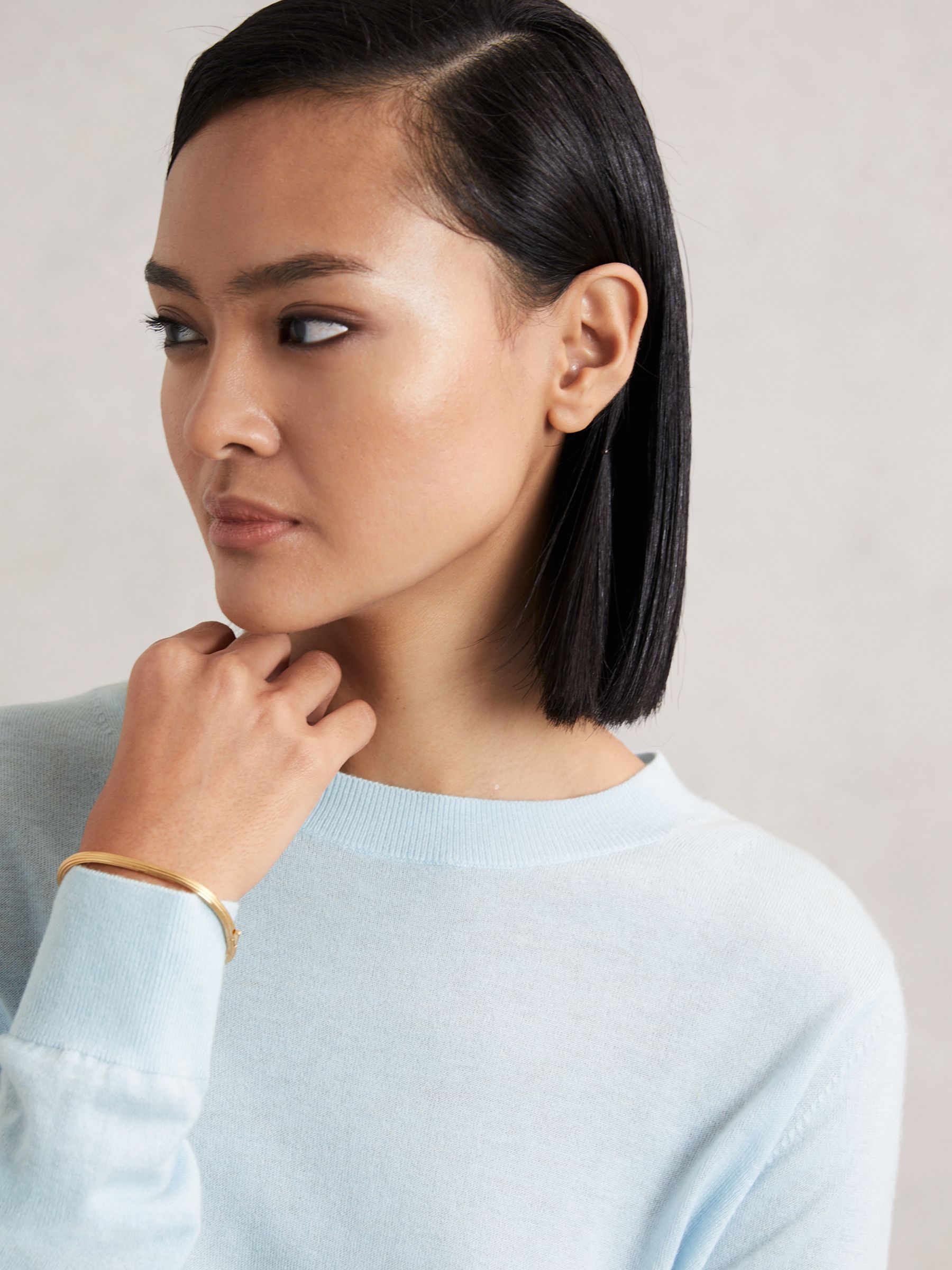 Merino Wool Crew-Neck Jumper in Blue - Image 1 of 6