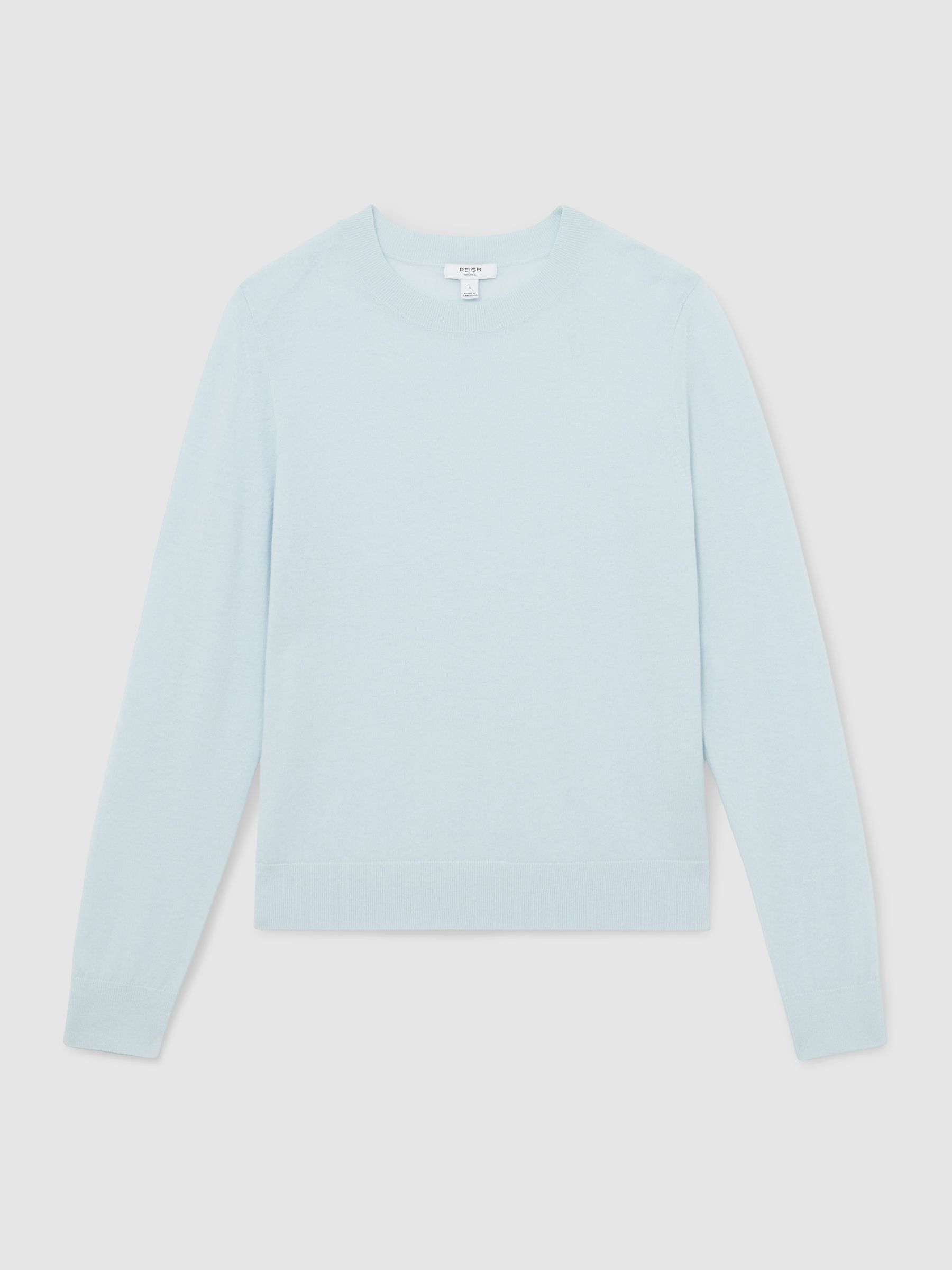 Merino Wool Crew-Neck Jumper in Blue - Image 2 of 6