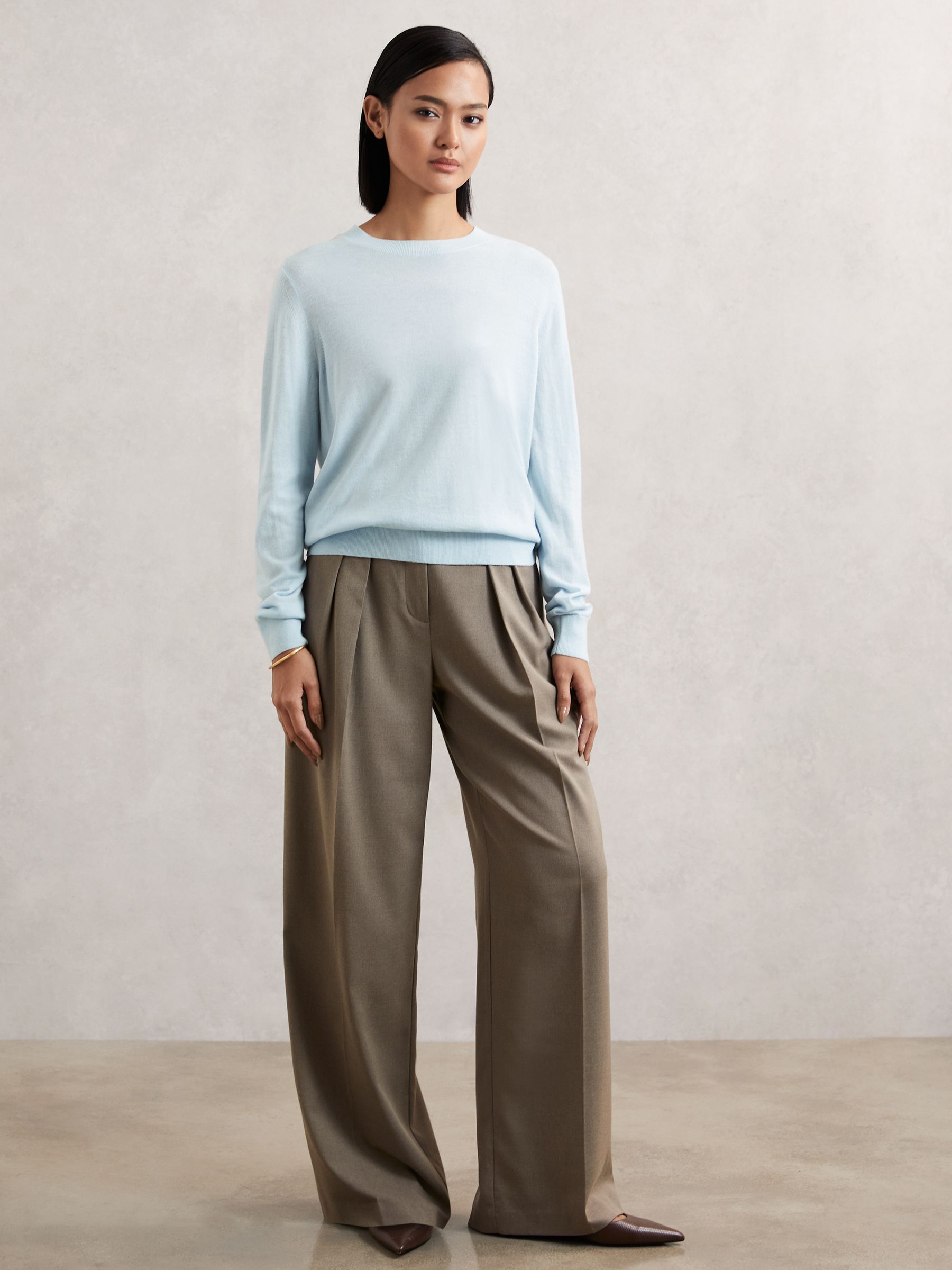 Merino Wool Crew-Neck Jumper in Blue - Image 4 of 6