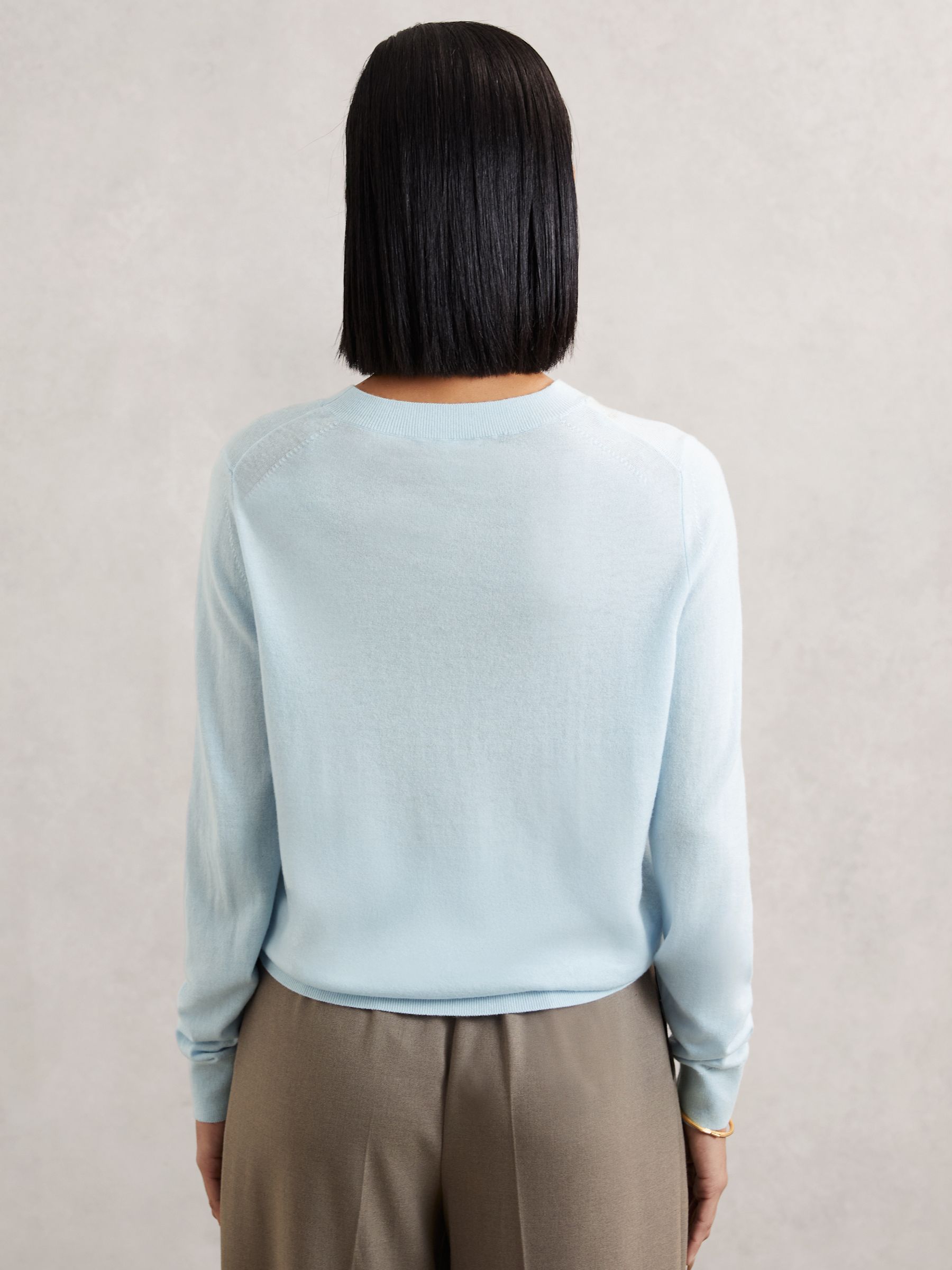 Merino Wool Crew-Neck Jumper in Blue - Image 5 of 6