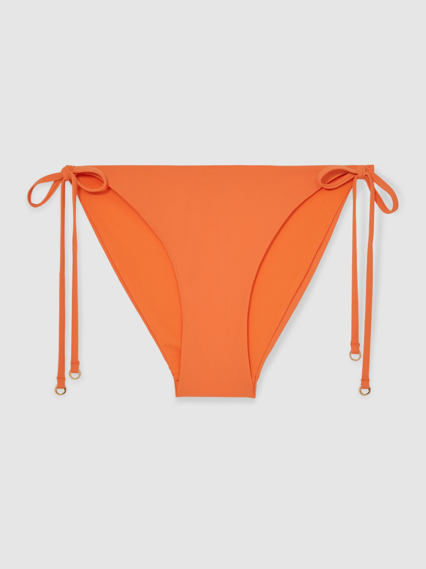 Side Tie Bikini Bottoms in Coral Orange - Image 2 of 4