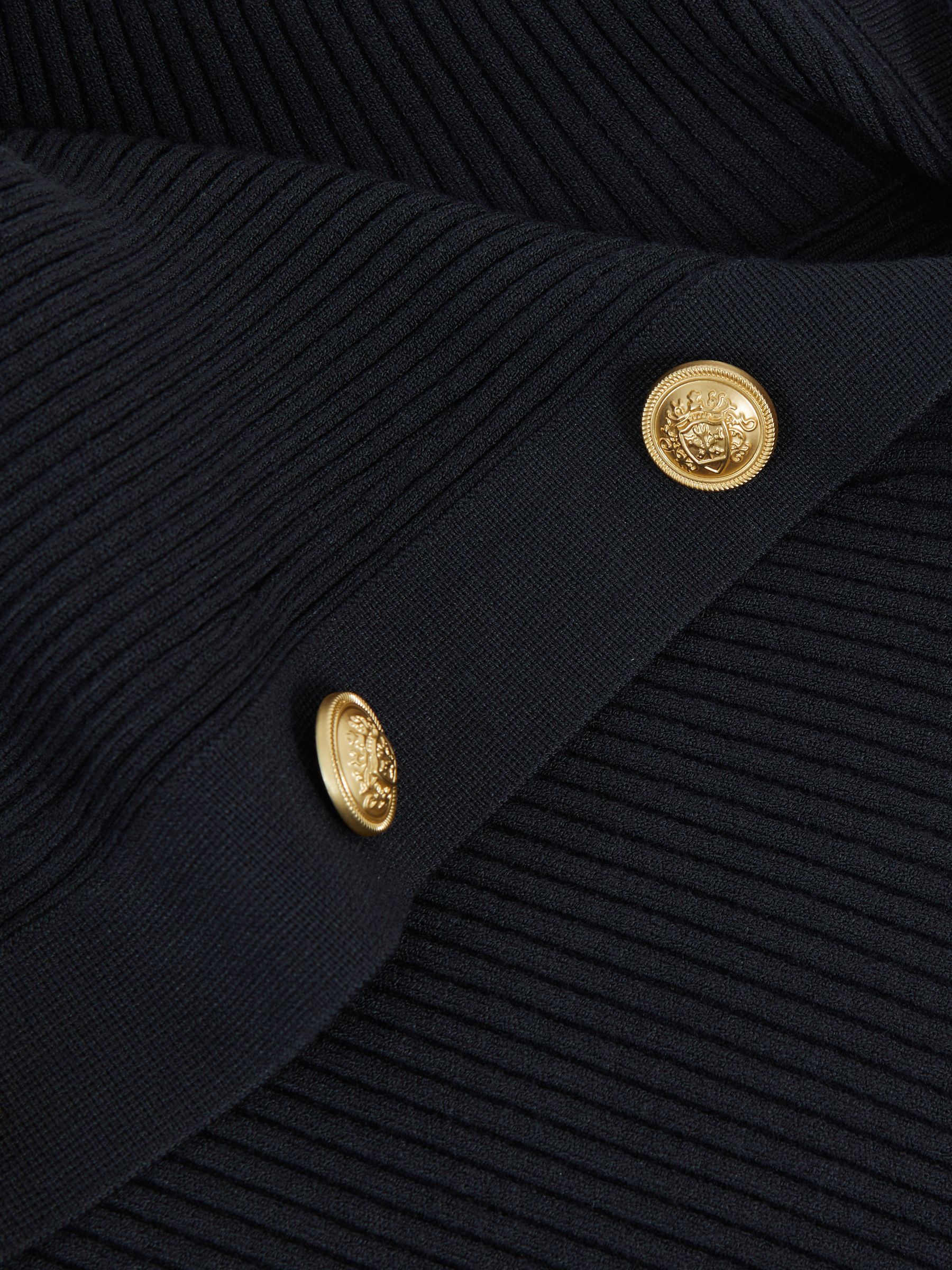 Rib-Knit Button Shawl Jumper in Navy - Image 7 of 7