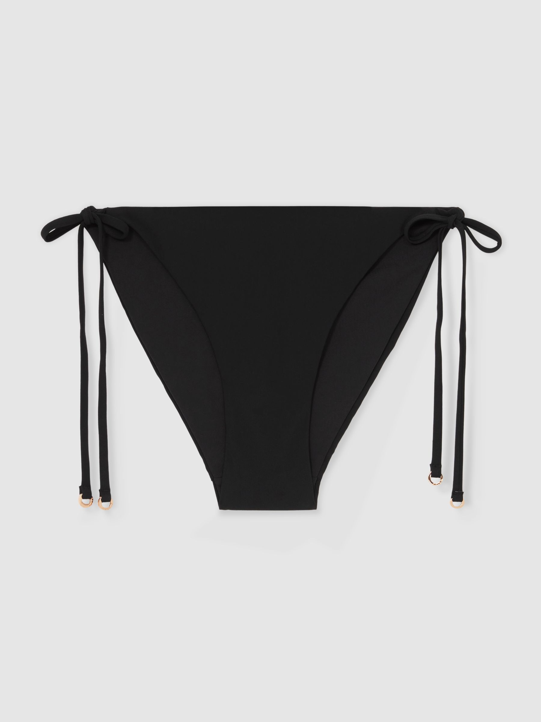 Side Tie Bikini Bottoms in Black - Image 2 of 4