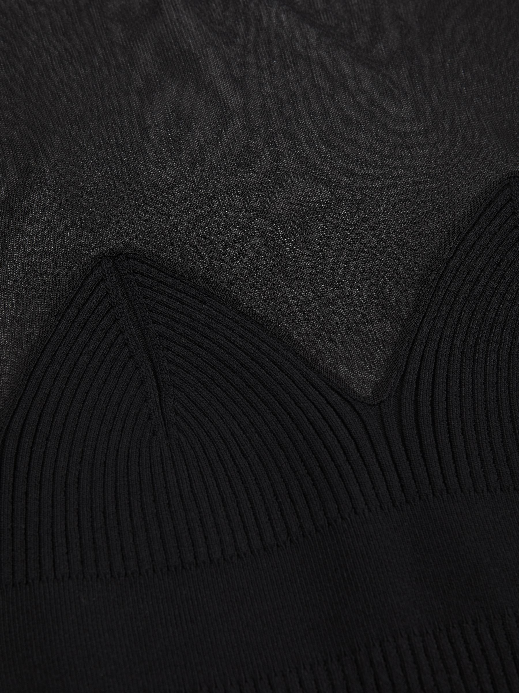 Reiss Mesh Knit Sweetheart Long-Sleeve Top in Black | REISS