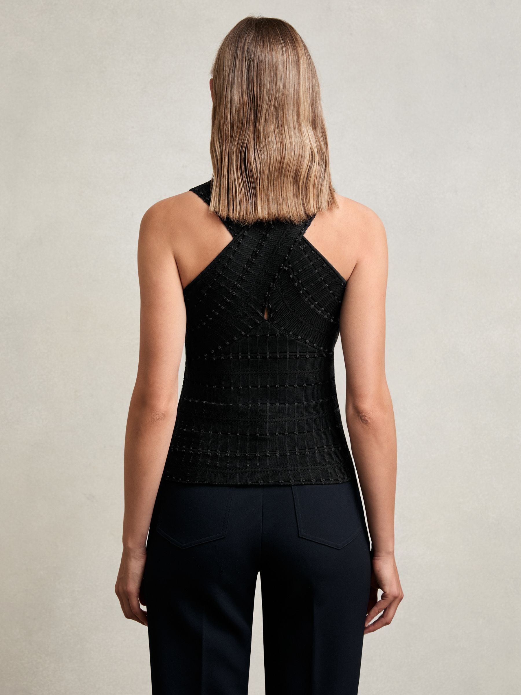 Cross Neck Textured Top in Black - Image 4 of 5