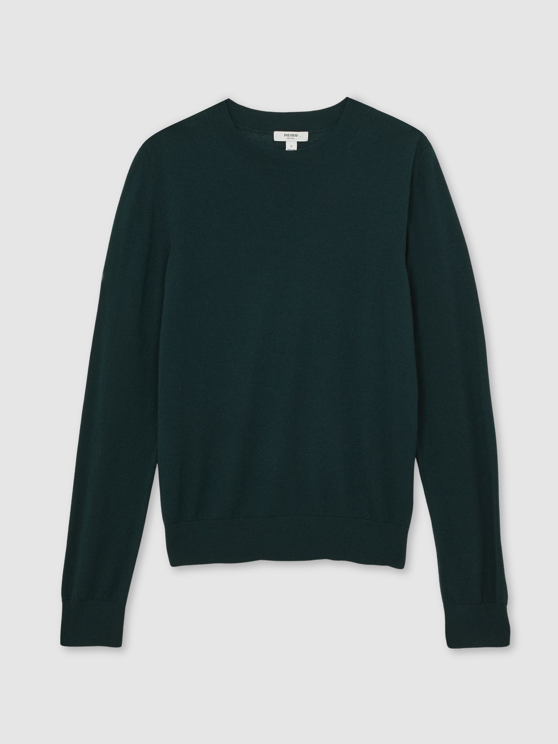 Merino Wool Crew-Neck Jumper in Green - Image 2 of 6