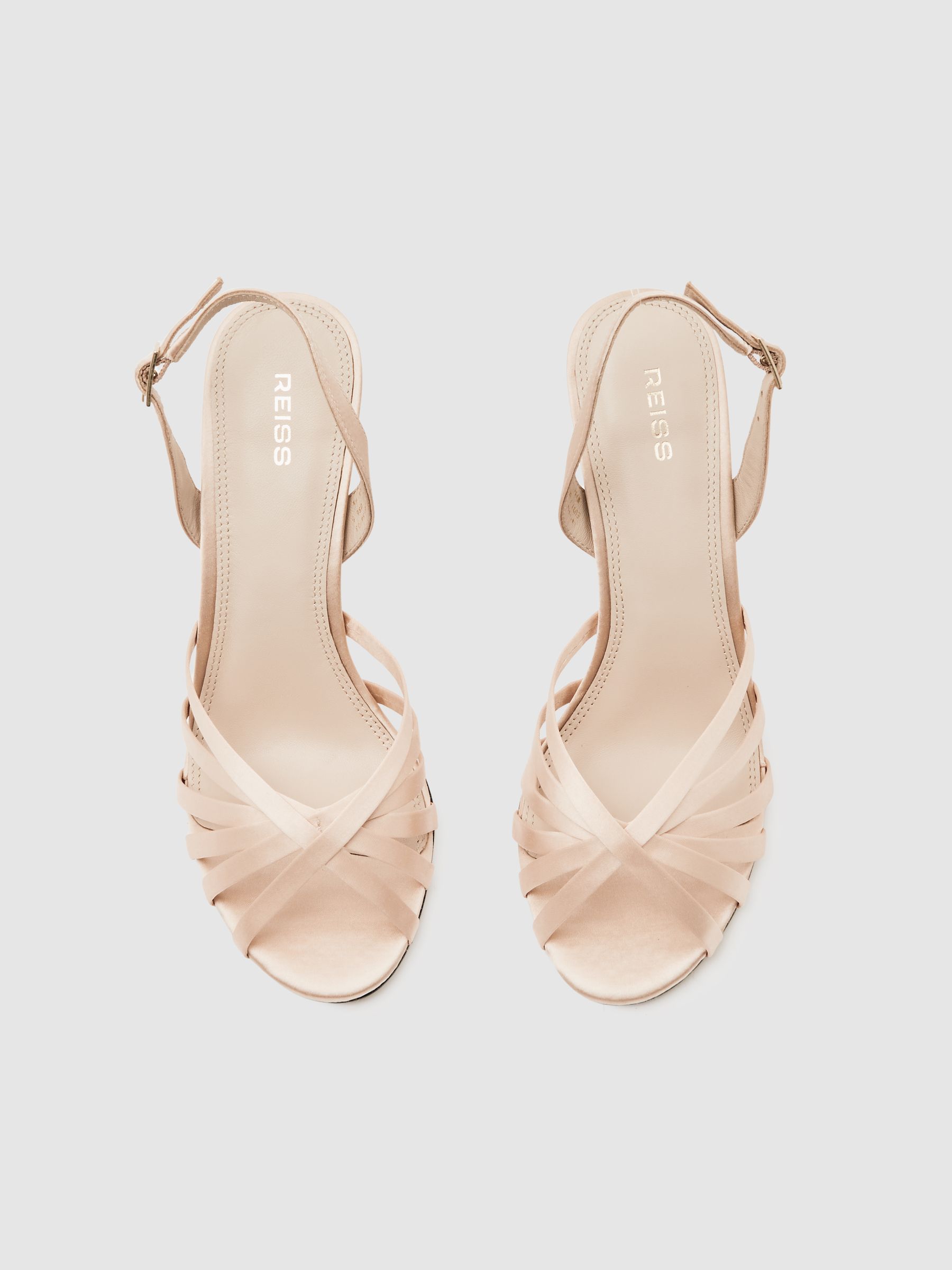 Satin Cross-Strap Heeled Sandals in Neutral - Image 2 of 4