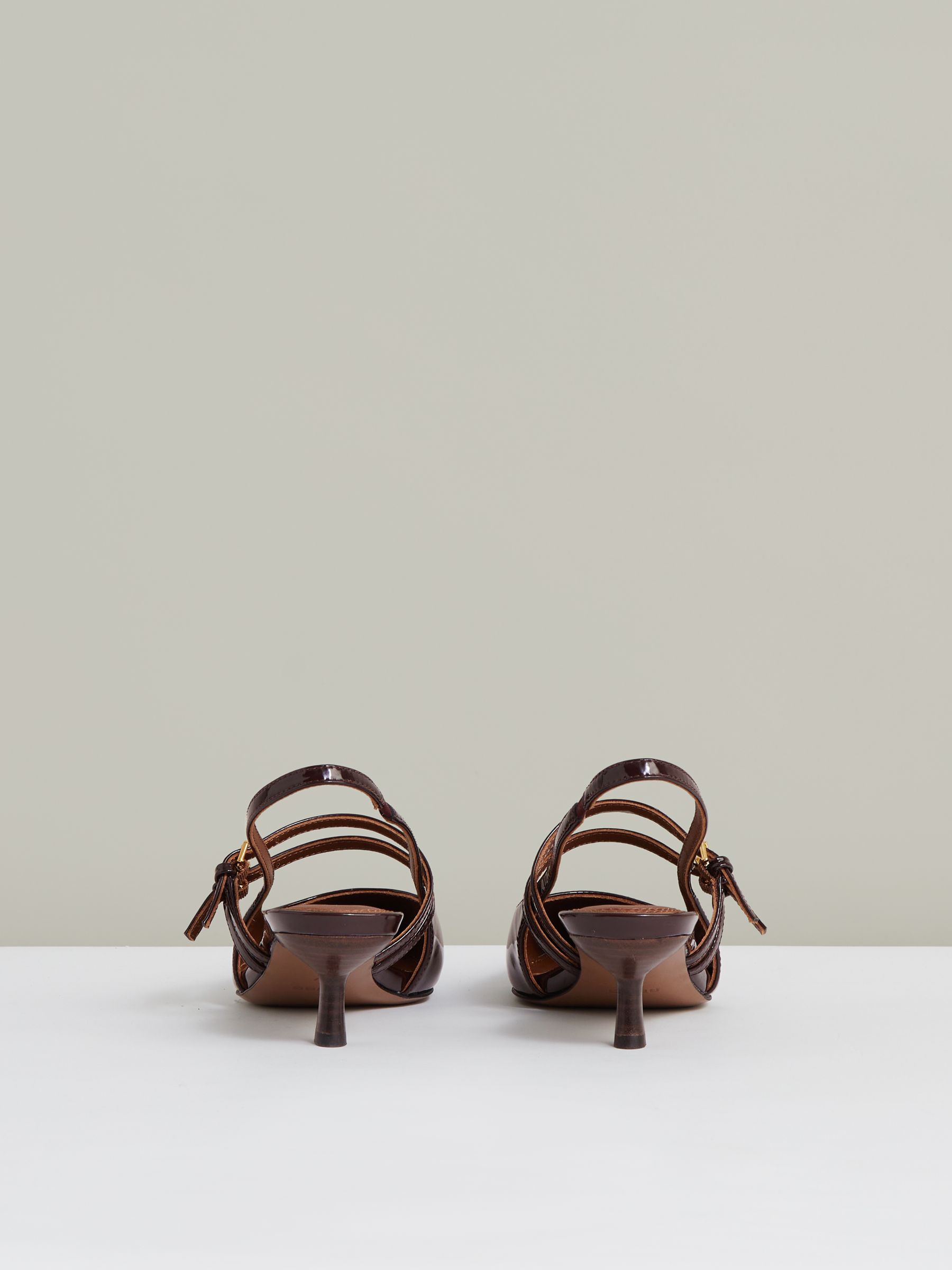Leather Slingback Buckle Court Shoes in Oxblood - Image 3 of 4