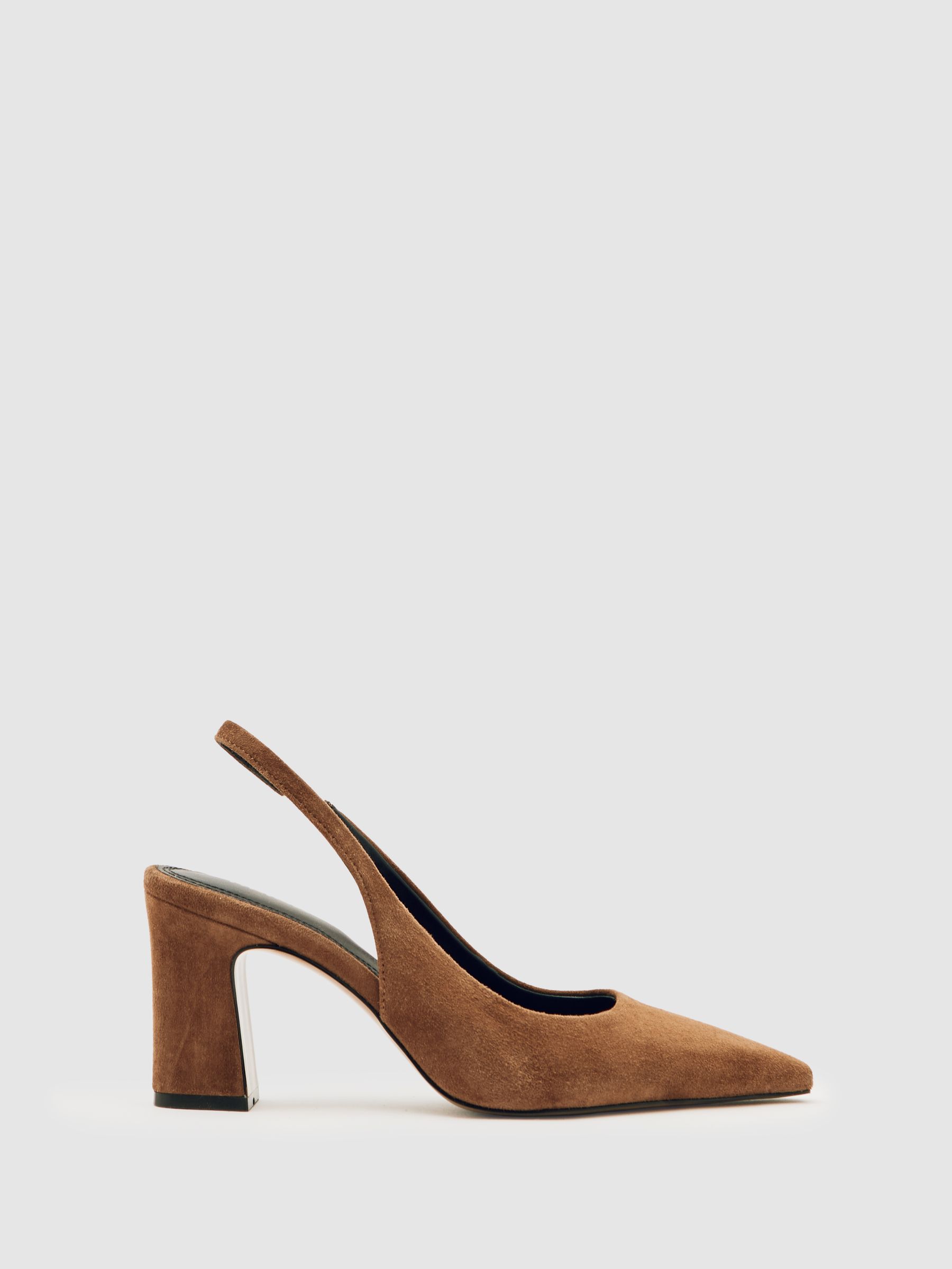 Suede Slingback Court Shoes in Tan - Image 1 of 5
