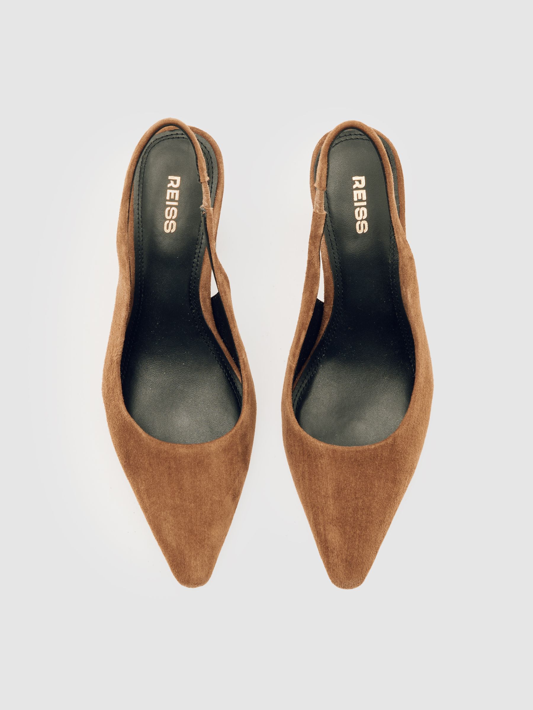 Suede Slingback Court Shoes in Tan - Image 3 of 5