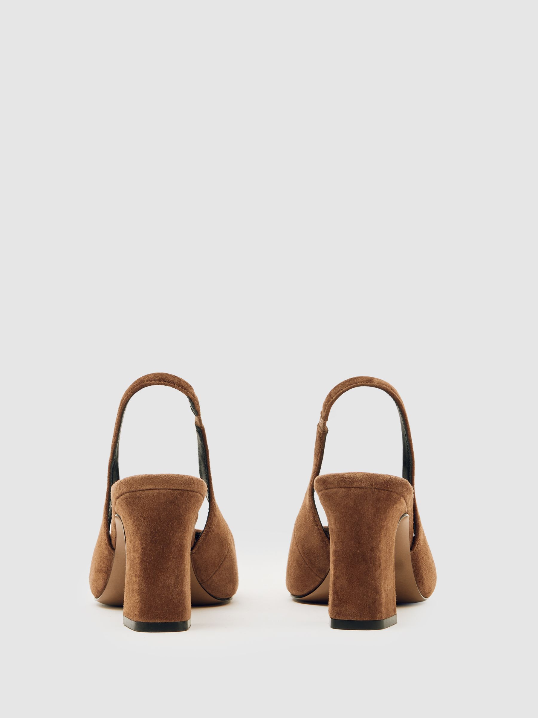 Suede Slingback Court Shoes in Tan - image 4