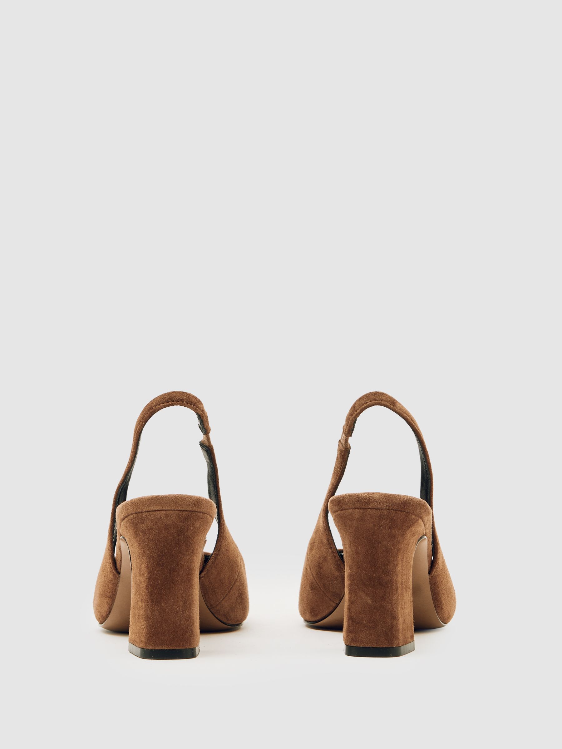 Suede Slingback Court Shoes in Tan - Image 4 of 5