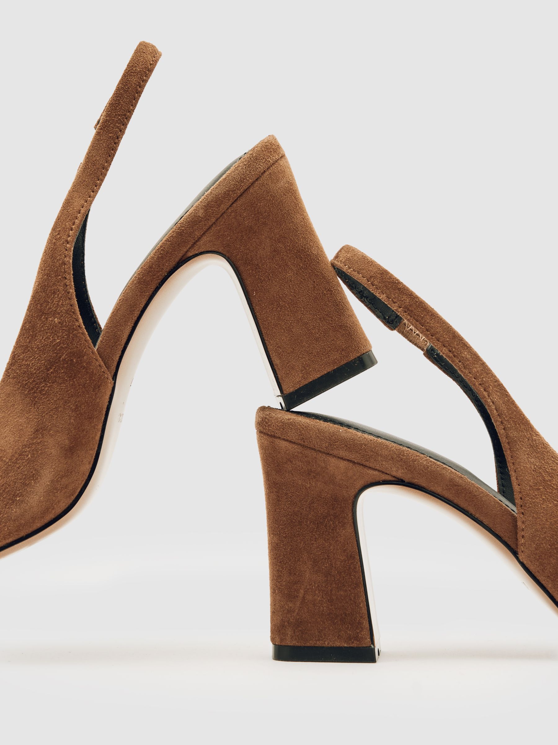 Suede Slingback Court Shoes in Tan - Image 5 of 5
