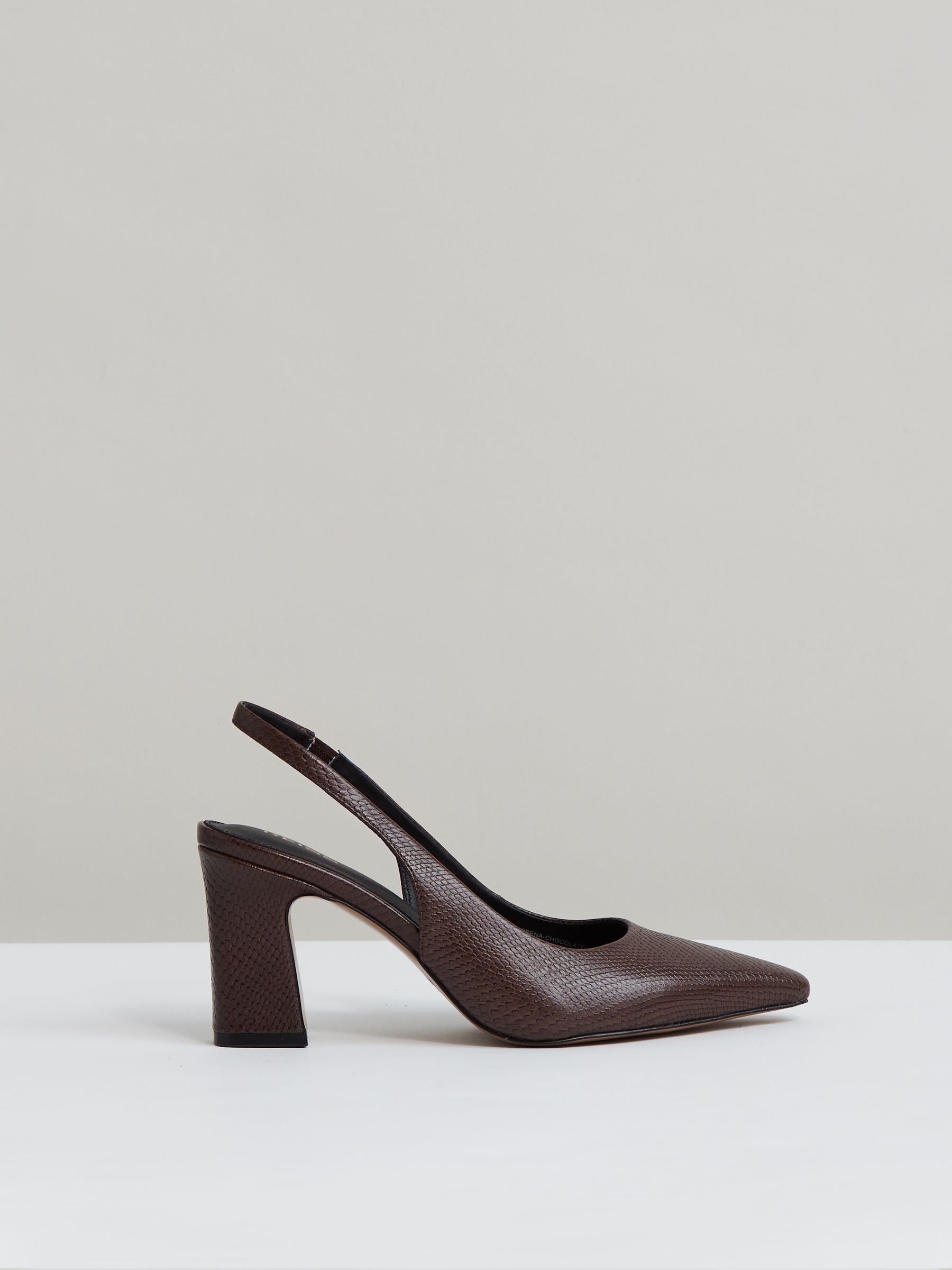 Leather Slingback Court Shoes in Chocolate - Image 1 of 5